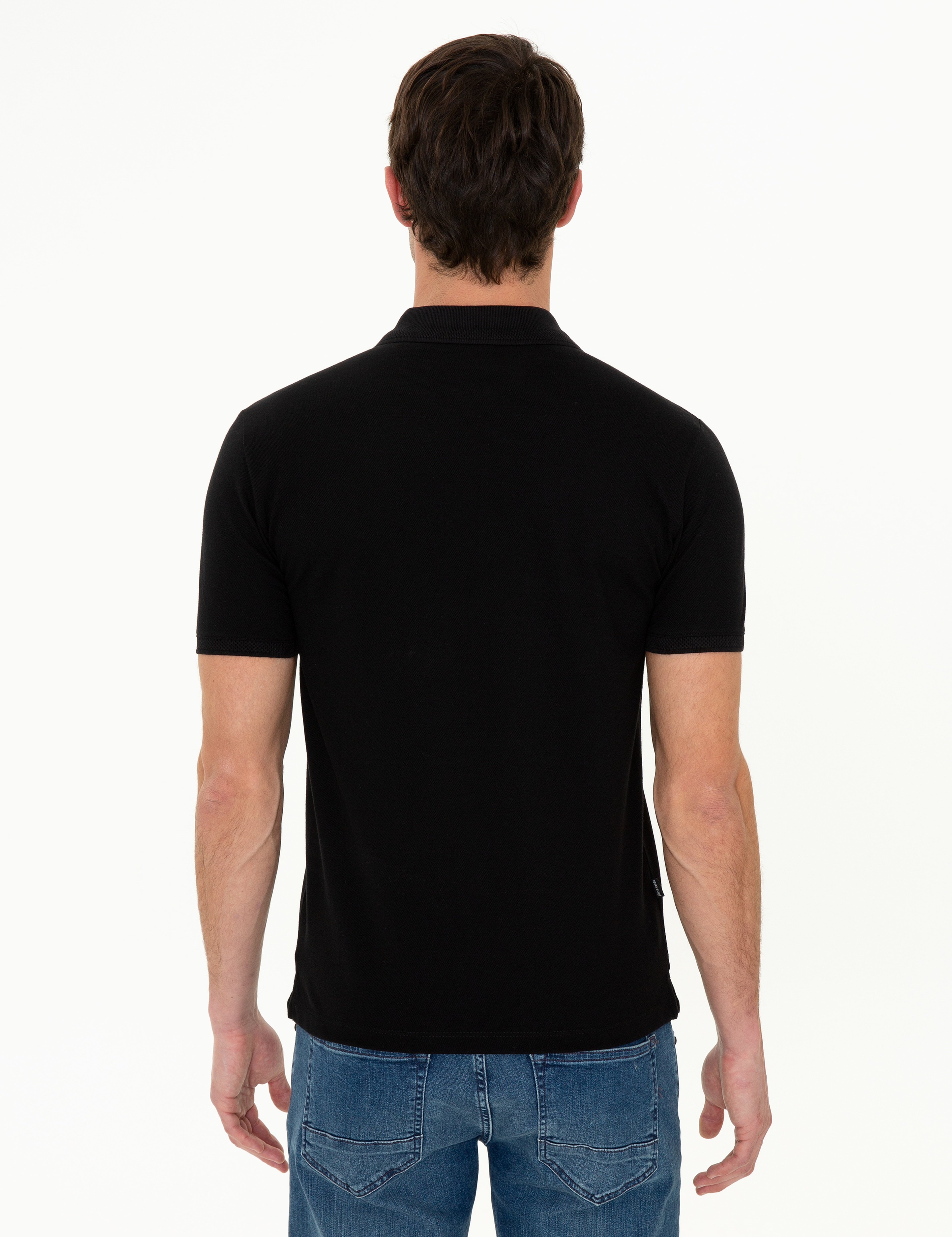 Siyah Slim Fit Polo Yaka Basic Tişört - Image 4