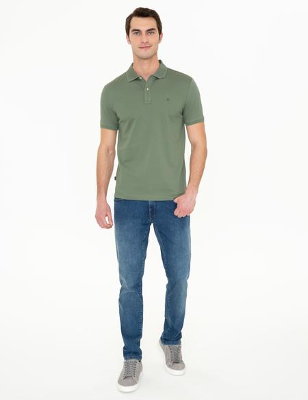 Haki Slim Fit Polo Yaka Merserize Tişört - 50249879079