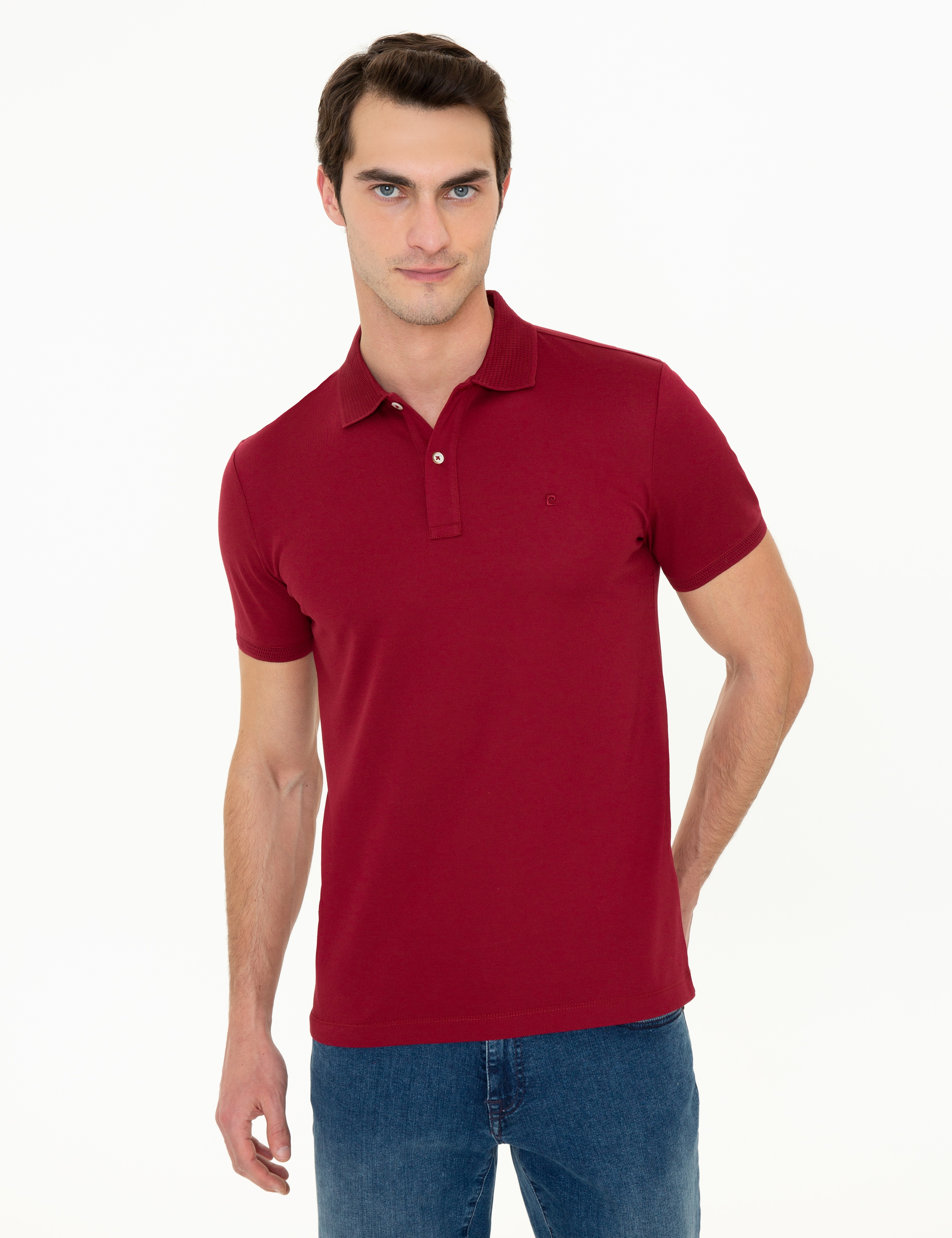 Bordo Slim Fit Polo Yaka Merserize Tişört