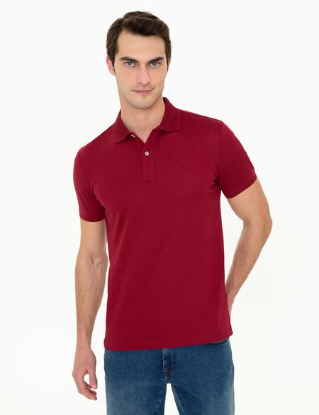 Bordo Slim Fit Polo Yaka Merserize Tişört - 50249879227