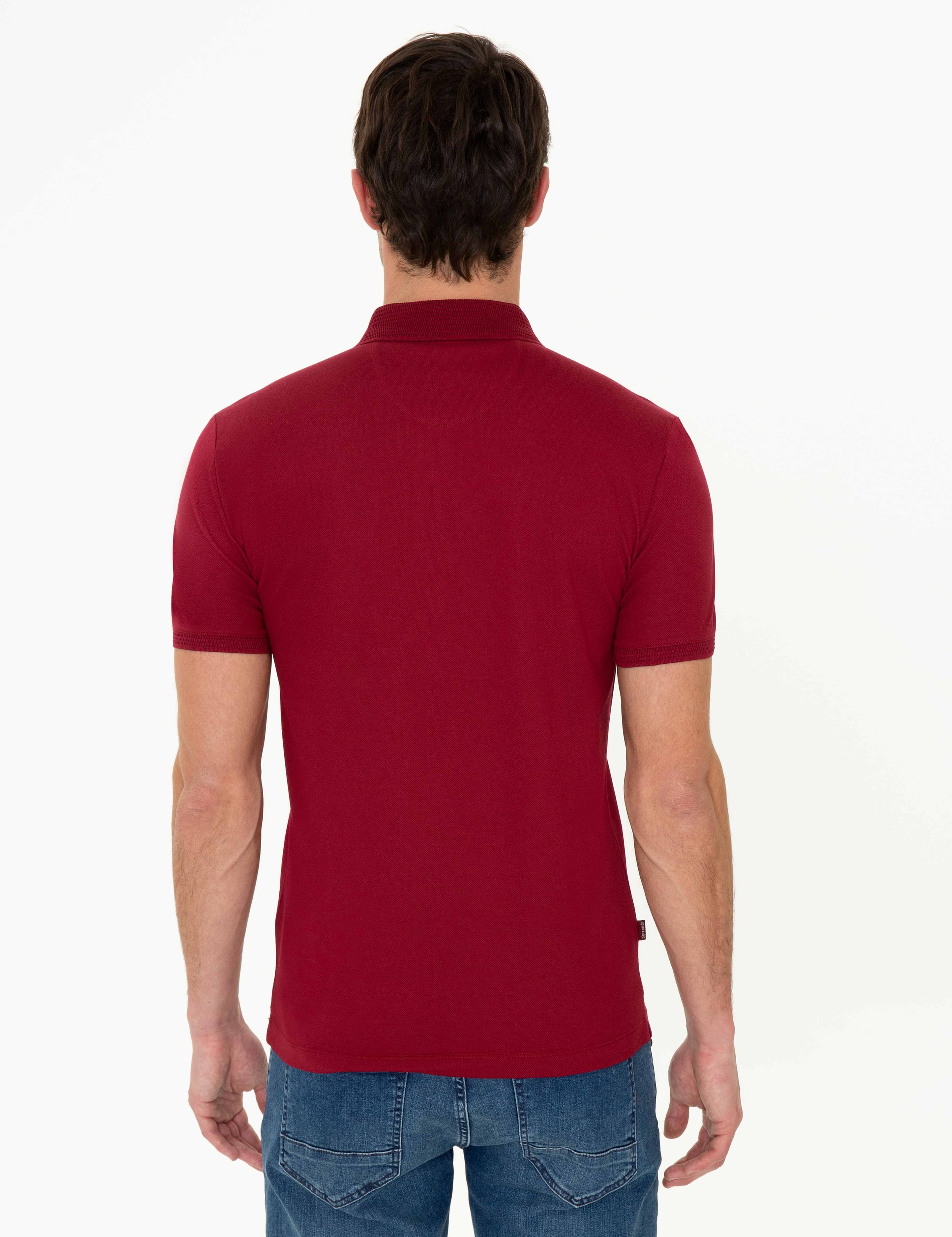 Bordo Slim Fit Polo Yaka Merserize Tişört - Image 4