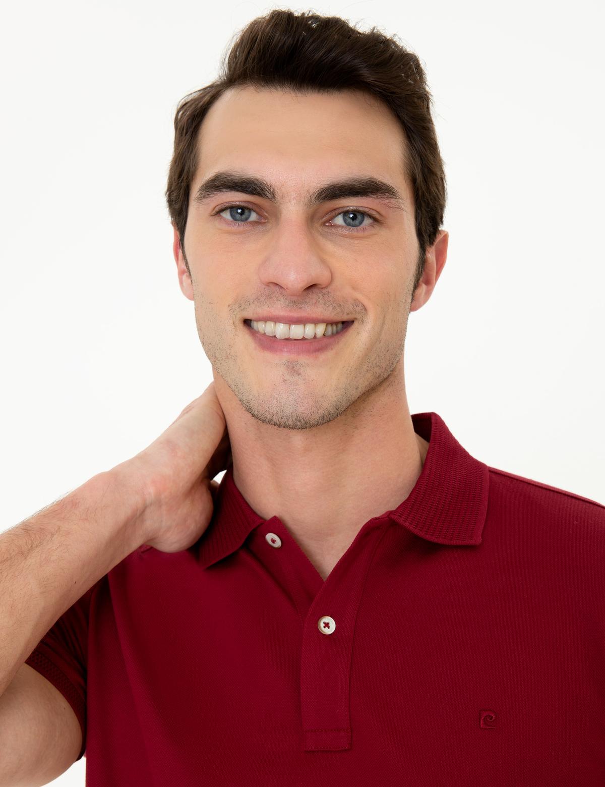 Bordo Slim Fit Polo Yaka Merserize Tişört - 50249879227