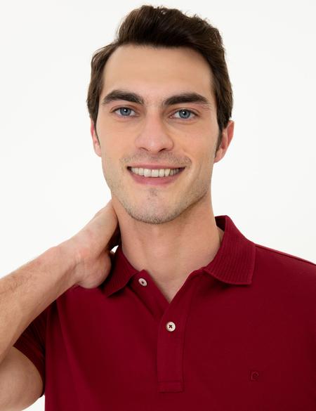 Bordo Slim Fit Polo Yaka Merserize Tişört - 50249879227