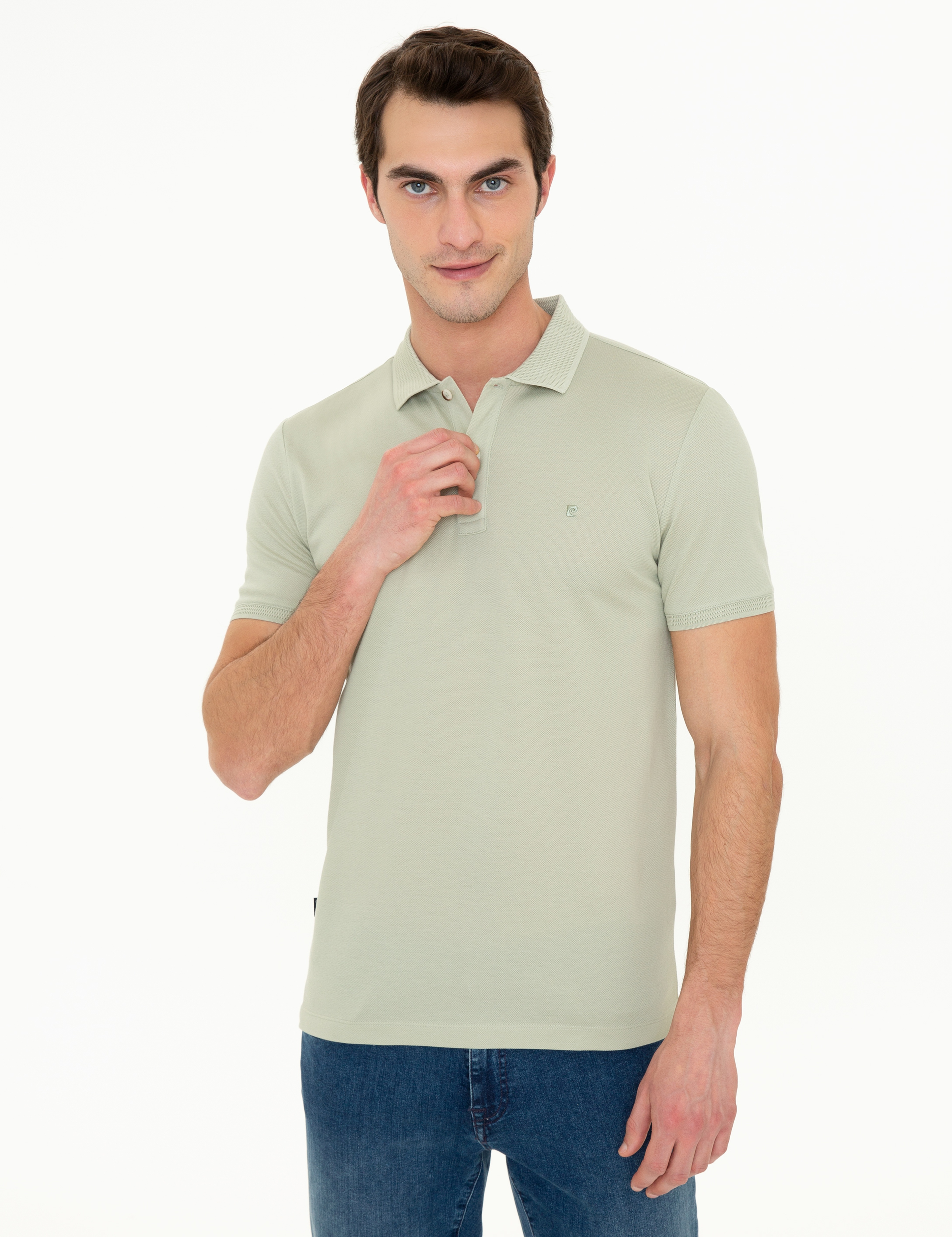 Yeşil Slim Fit Basic Tişört - Image 3