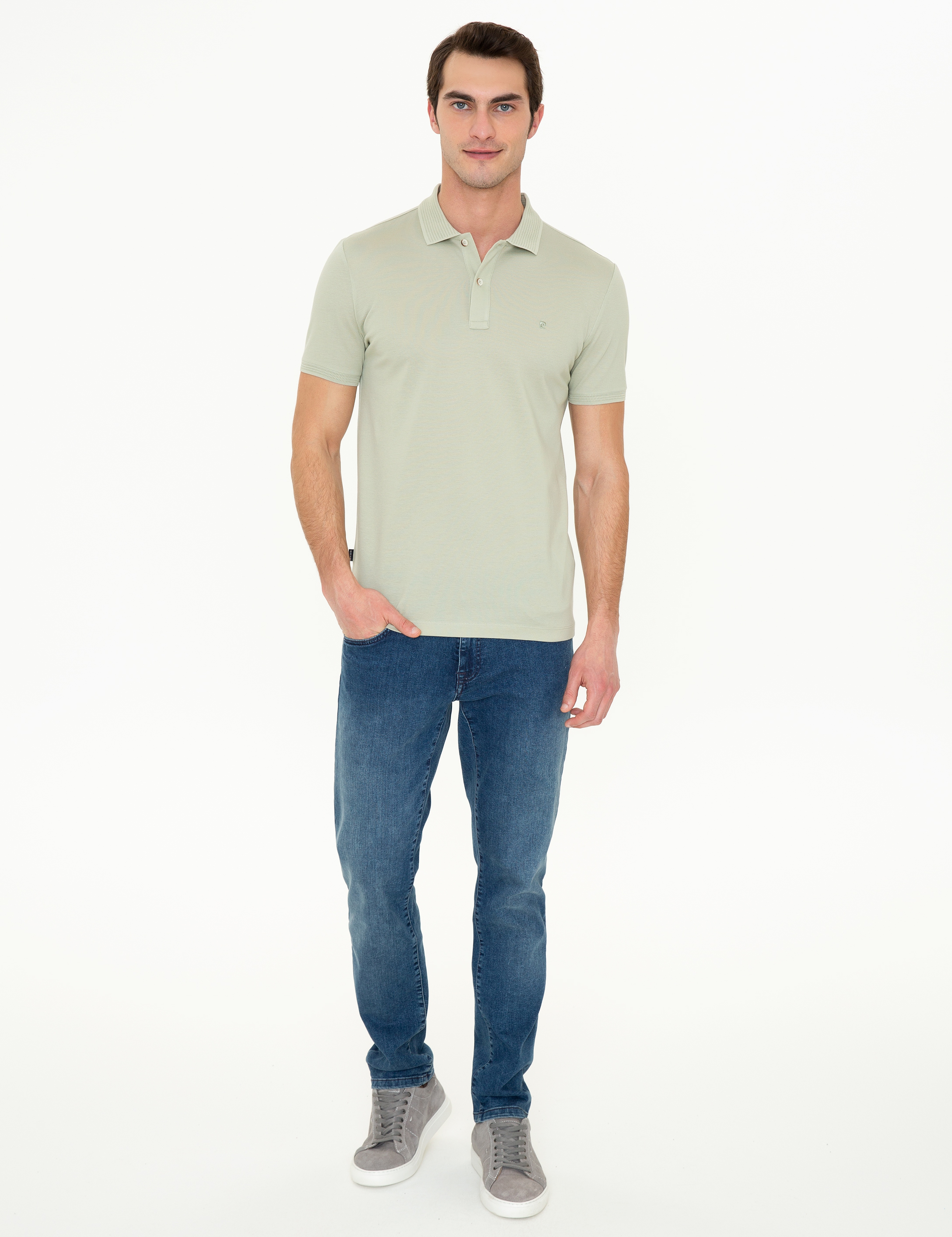 Yeşil Slim Fit Basic Tişört