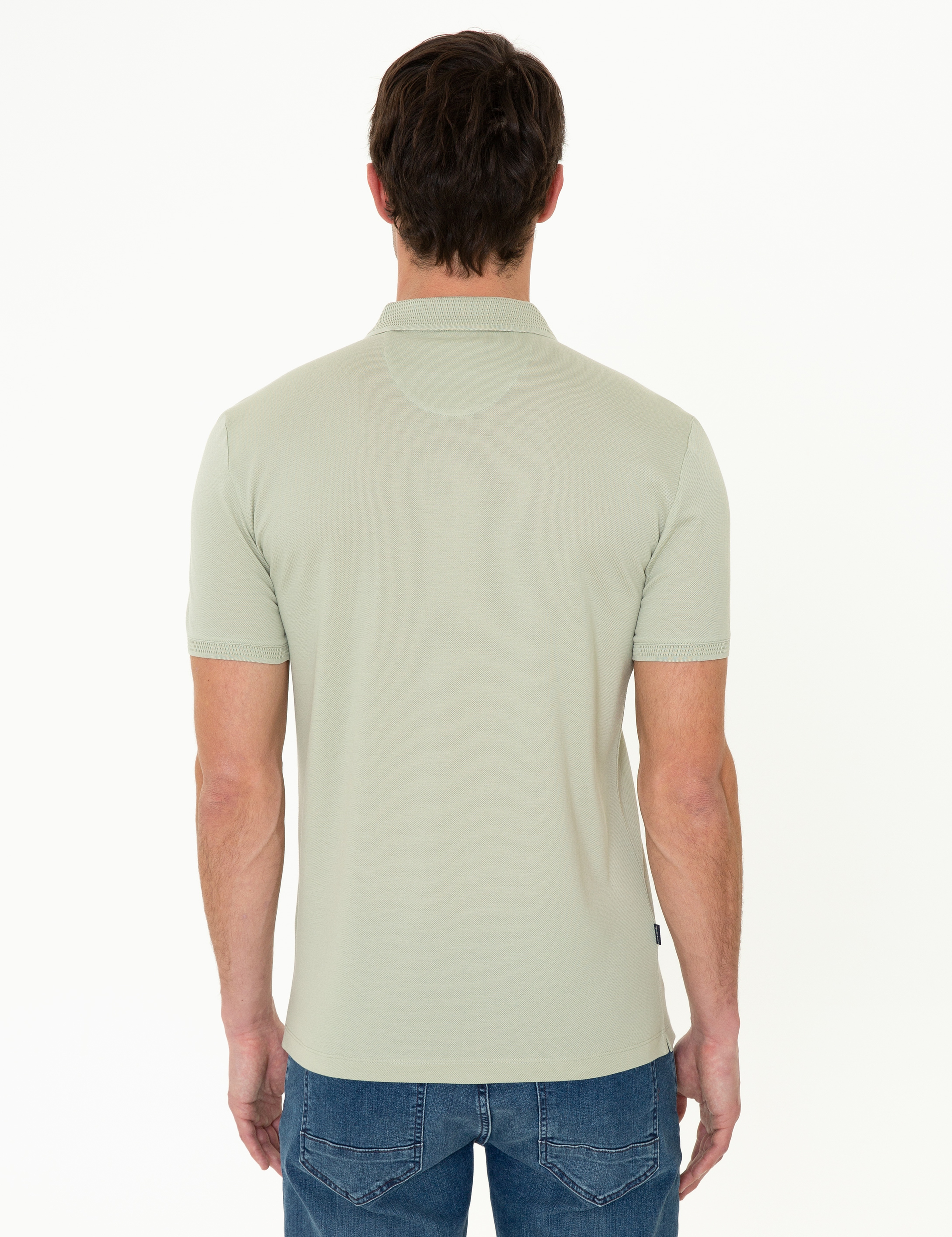 Yeşil Slim Fit Basic Tişört - Image 4