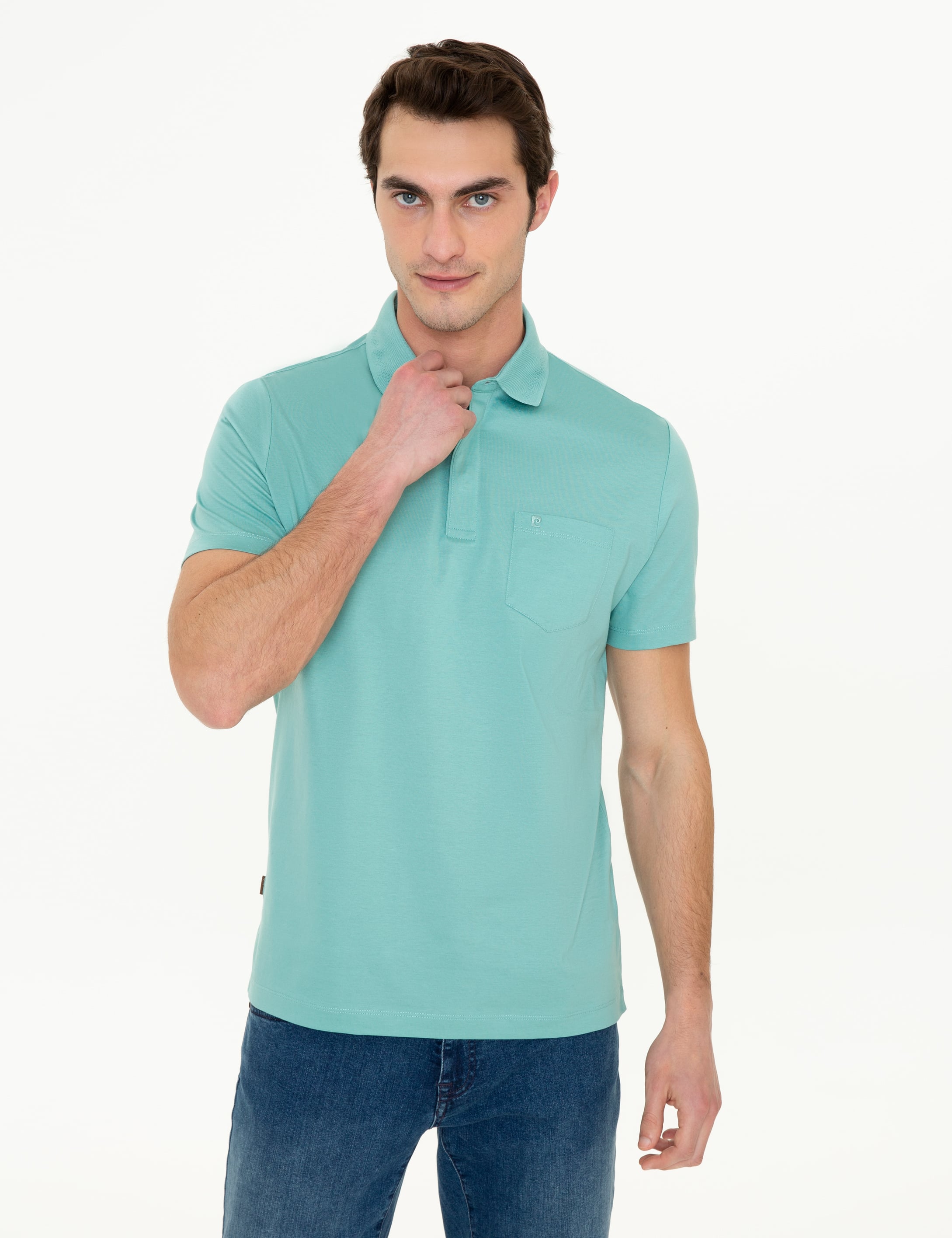 Çağla Yeşili Regular Fit %100 Pamuk Düğmeli Polo Yaka Merserize Basic Tişört