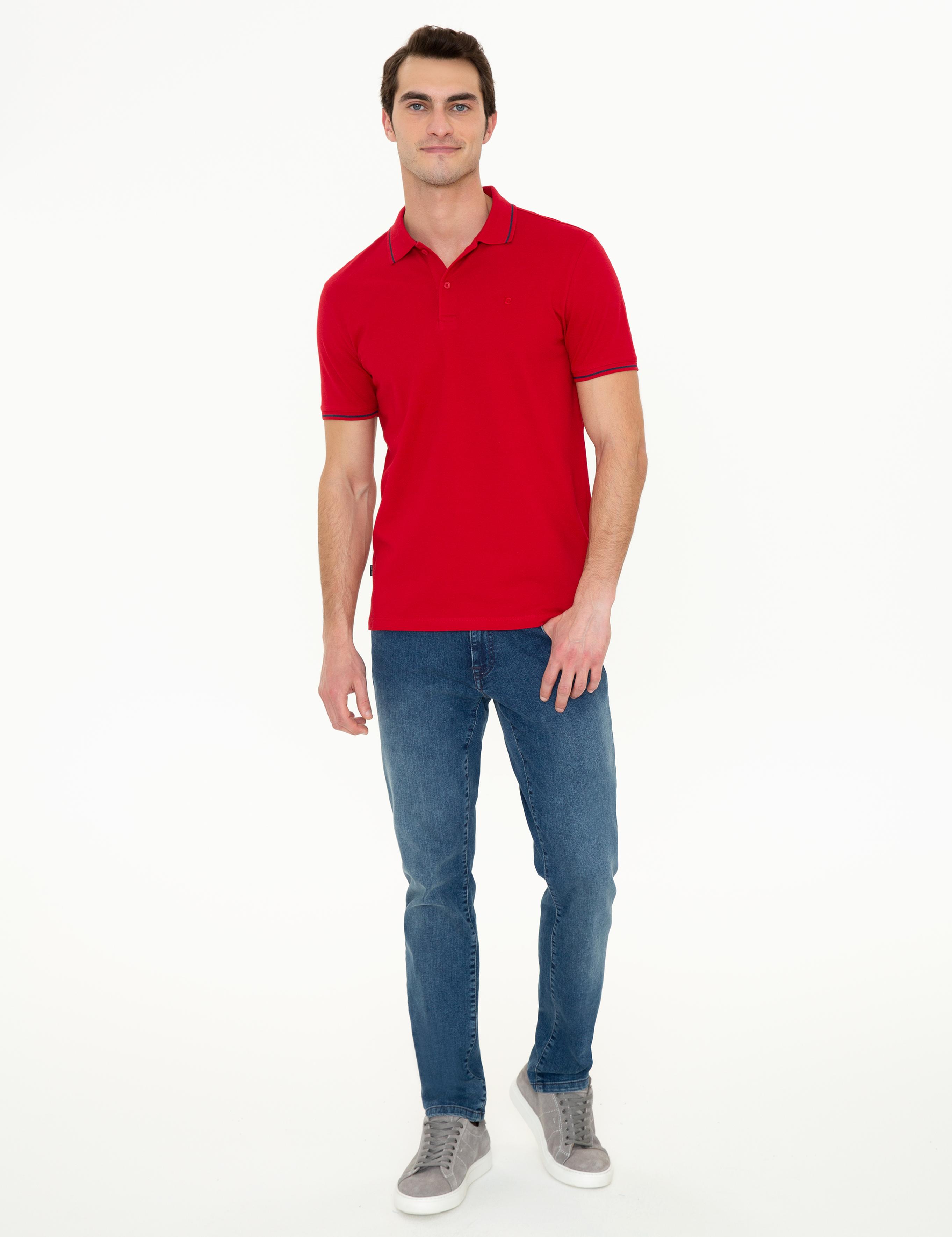 Koyu Kırmızı Slim Fit Polo Yaka Basic Tişört