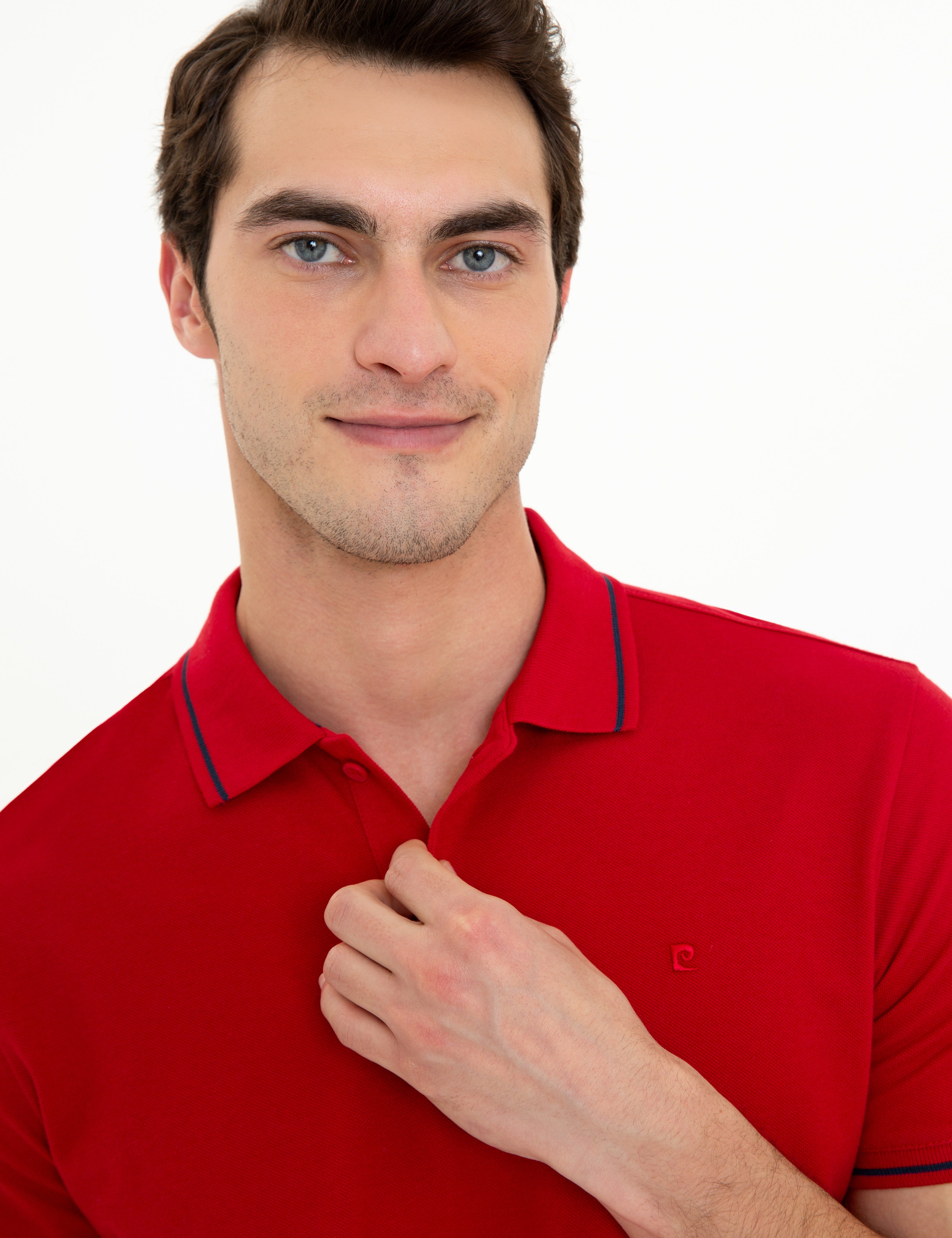 Koyu Kırmızı Slim Fit Polo Yaka Basic Tişört - Image 2