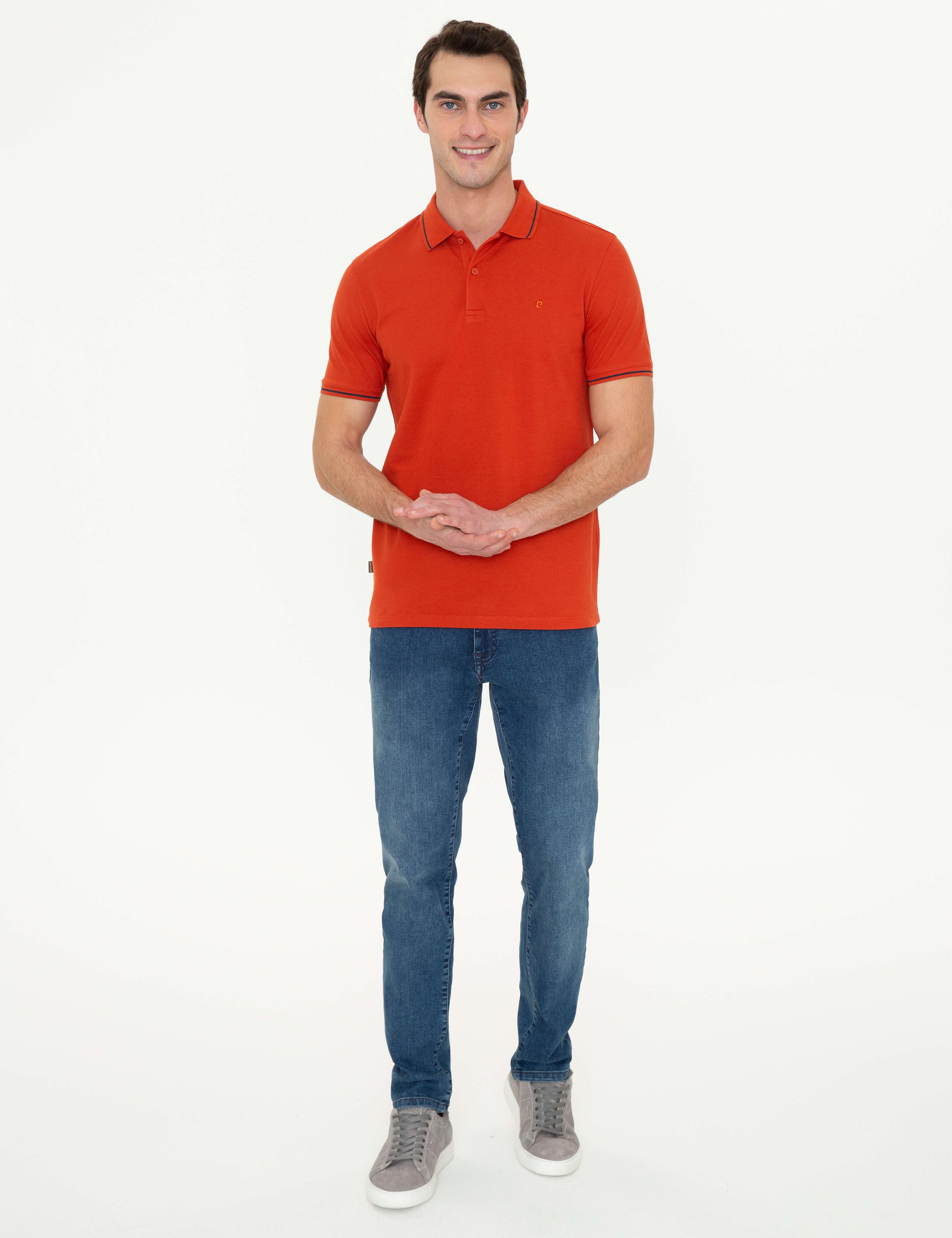 Kiremit Slim Fit Polo Yaka Basic Tişört - Image 5