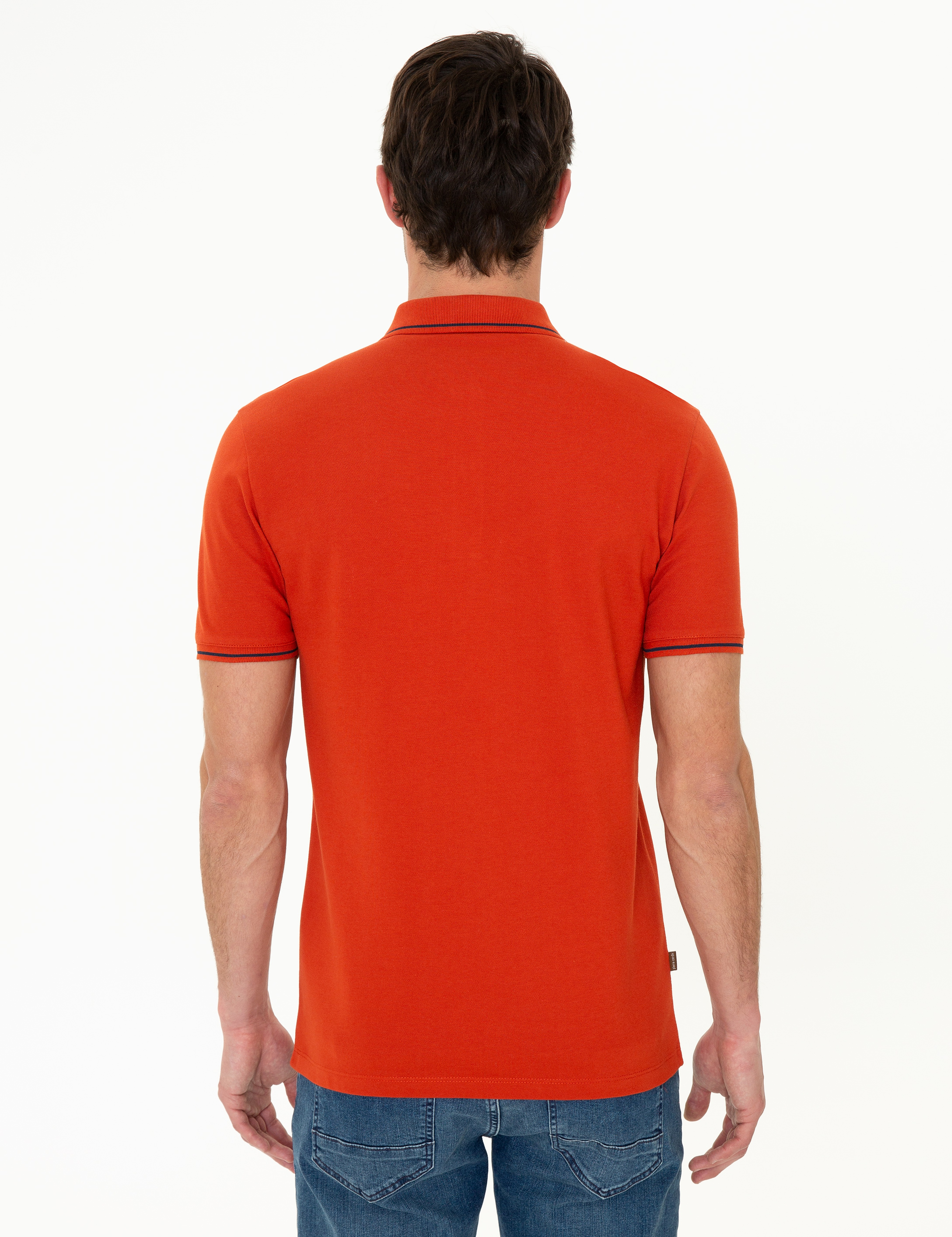 Kiremit Slim Fit Polo Yaka Basic Tişört - Image 4