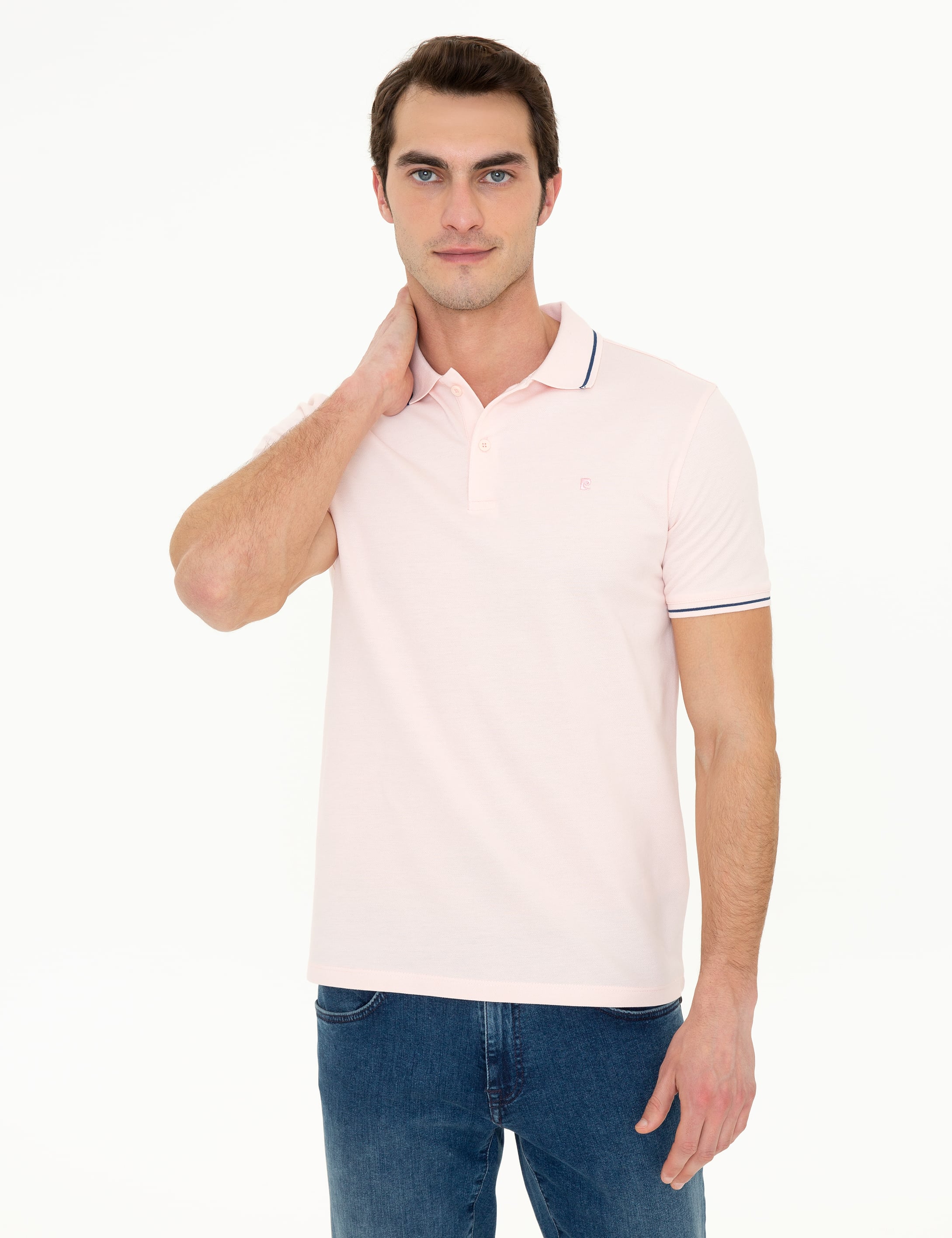 Pembe Slim Fit Polo Yaka Basic Tişört