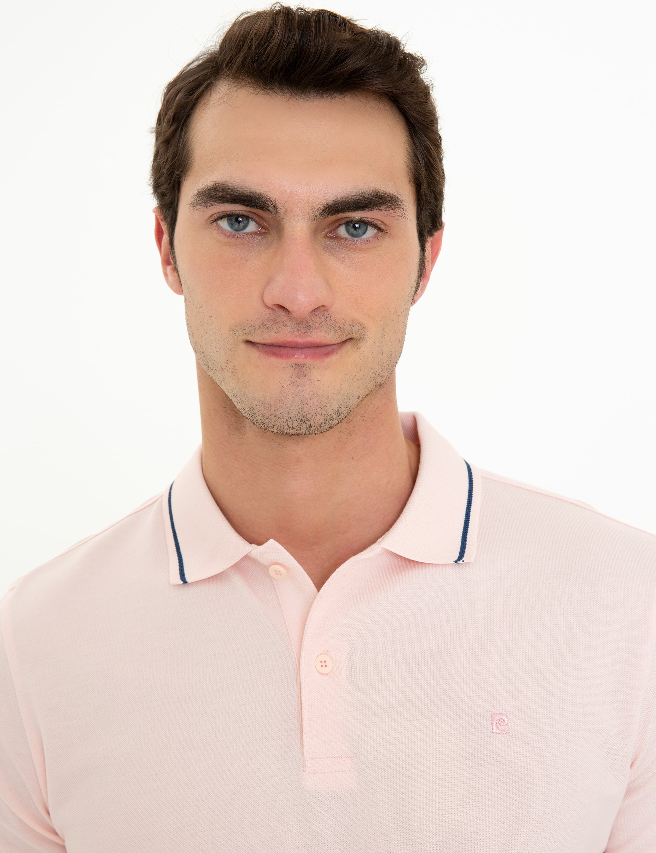 Pembe Slim Fit Polo Yaka Basic Tişört - Image 2
