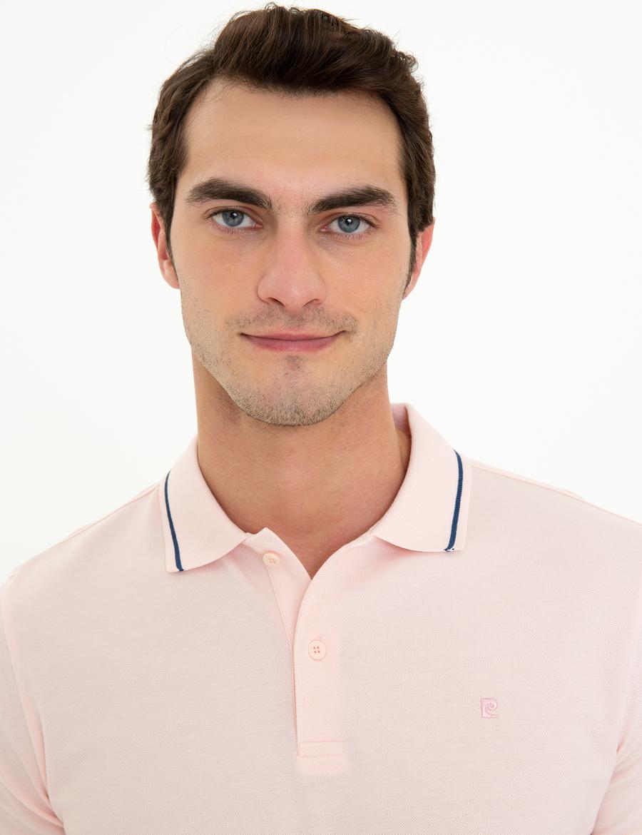 Pembe Slim Fit Polo Yaka Basic Tişört