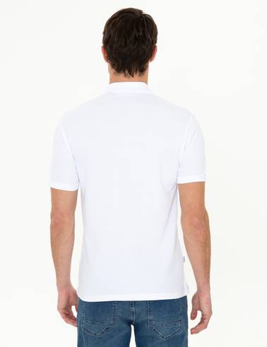 Beyaz Slim Fit Polo Yaka Basic Tişört
