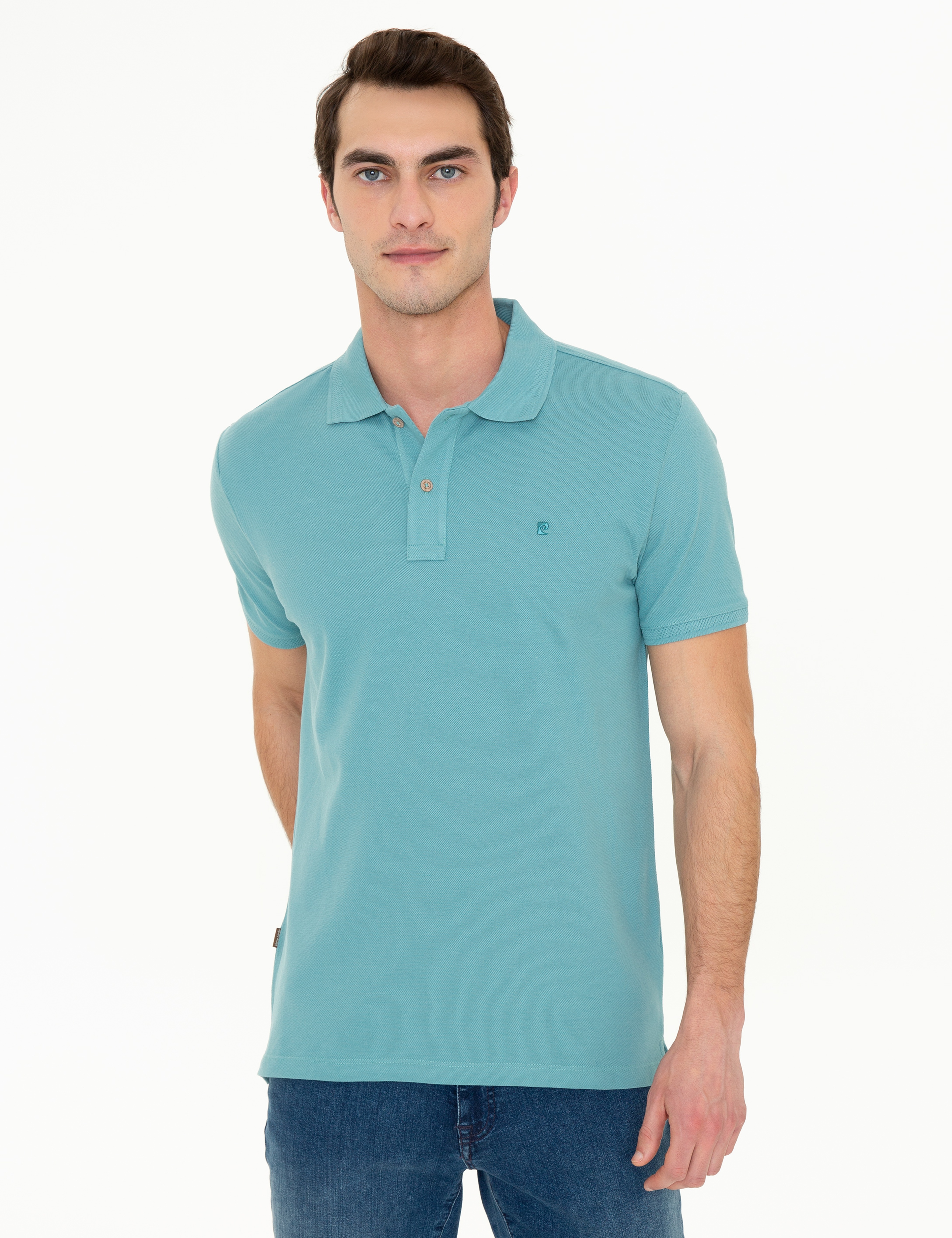 Çağla Yeşili Slim Fit Polo Yaka Basic Tişört - Image 3
