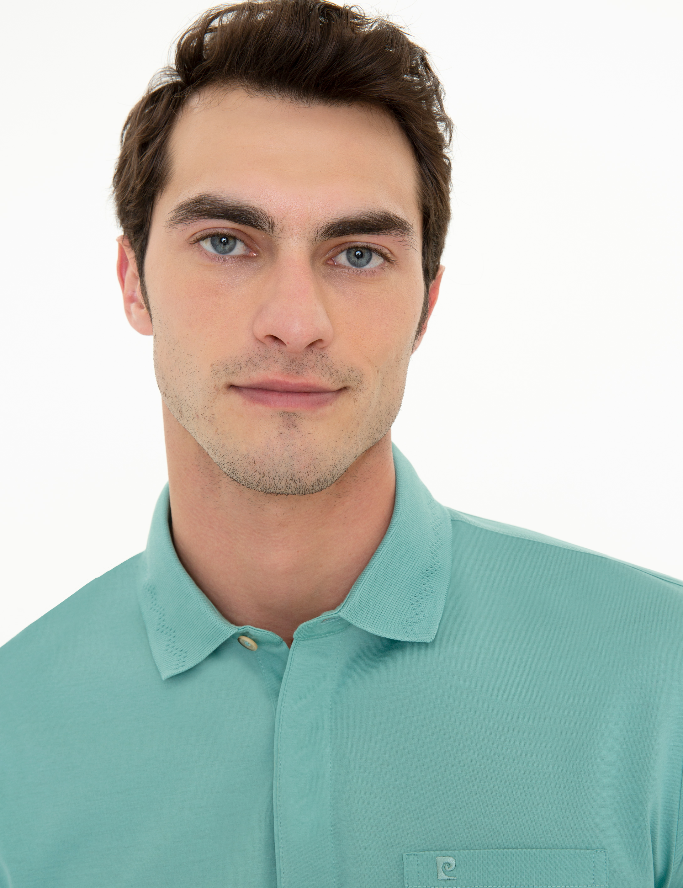 Çağla Yeşili Regular Fit Polo Yaka Merserize Tişört - Image 2
