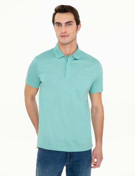 Çağla Yeşili Regular Fit Polo Yaka Merserize Tişört - 50249893054