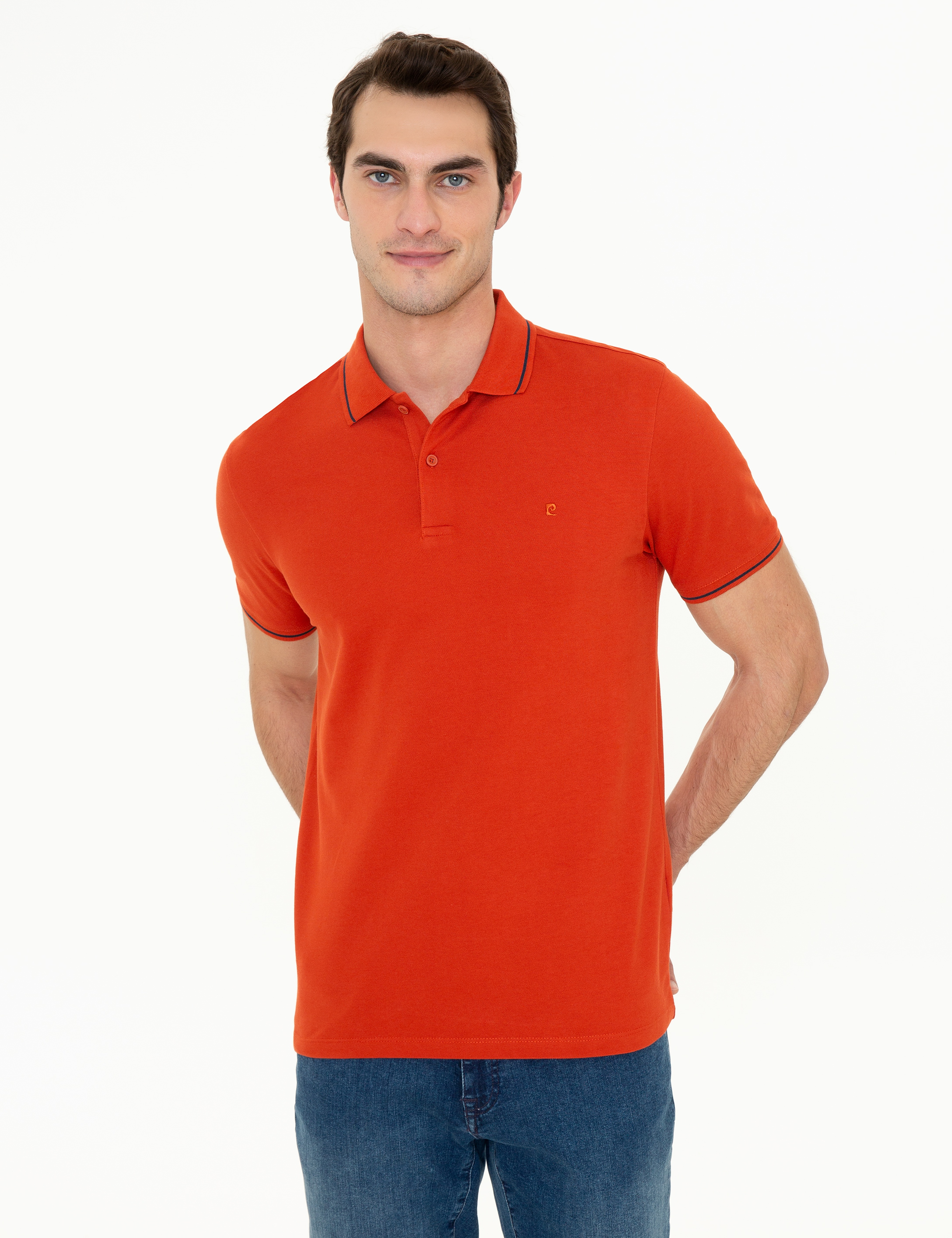 Kiremit Slim Fit Polo Yaka Basic Tişört - Image 3