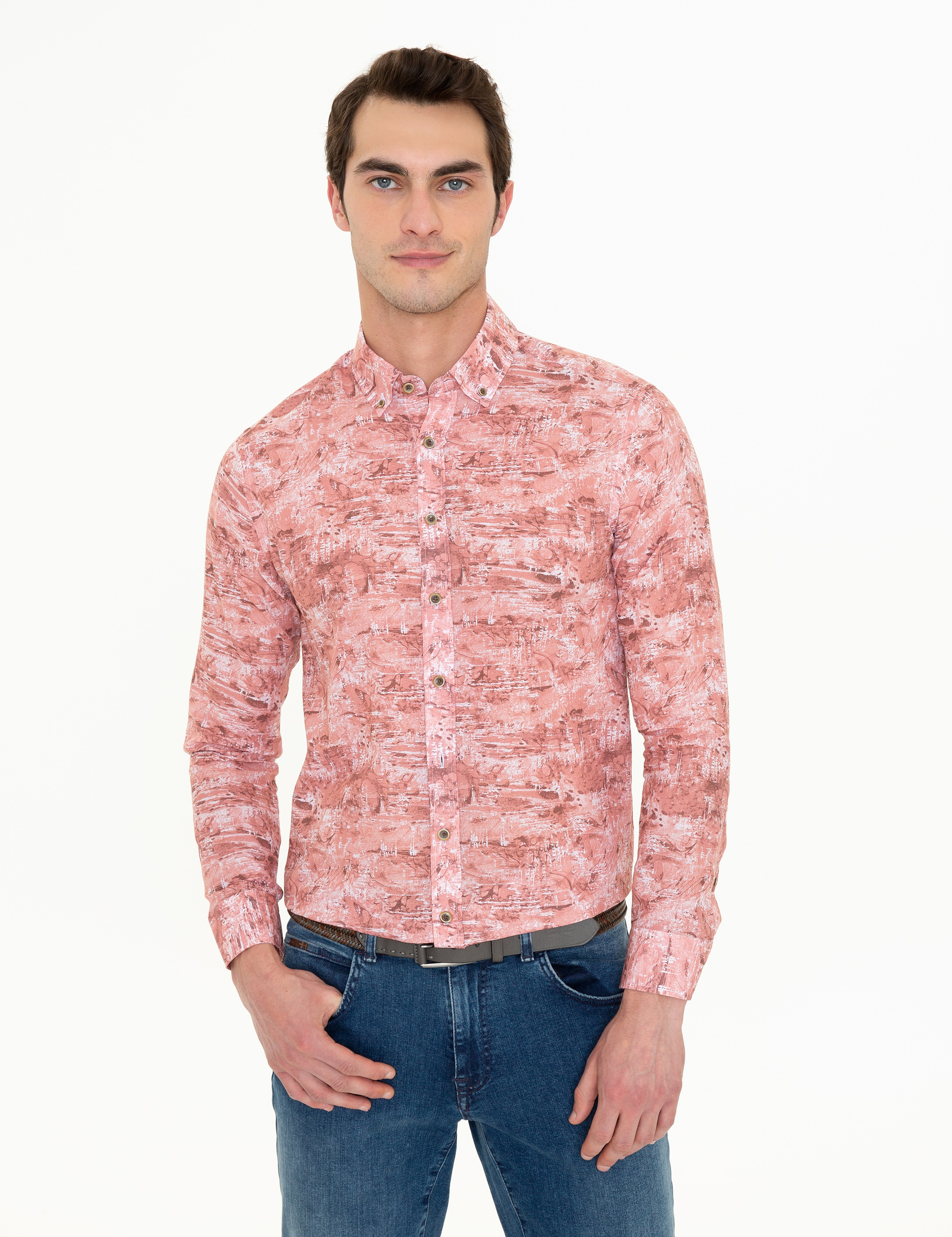 Somon Slim Fit Uzun Kollu Gömlek - Image 1