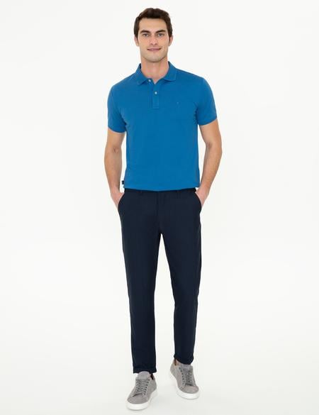 Lacivert Slim Fit Polo Yaka Merserize Tişört - 50249879035