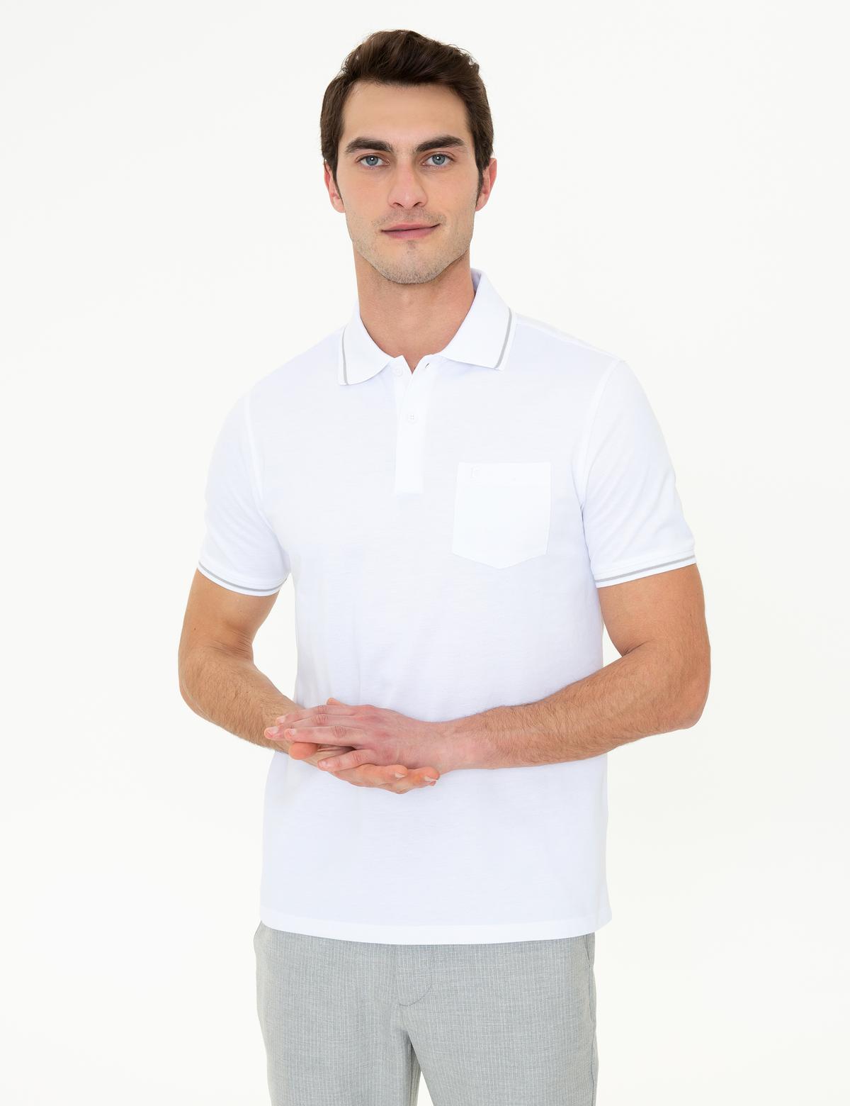 Beyaz Regular Fit Polo Yaka Basic Tişört - 50252470002