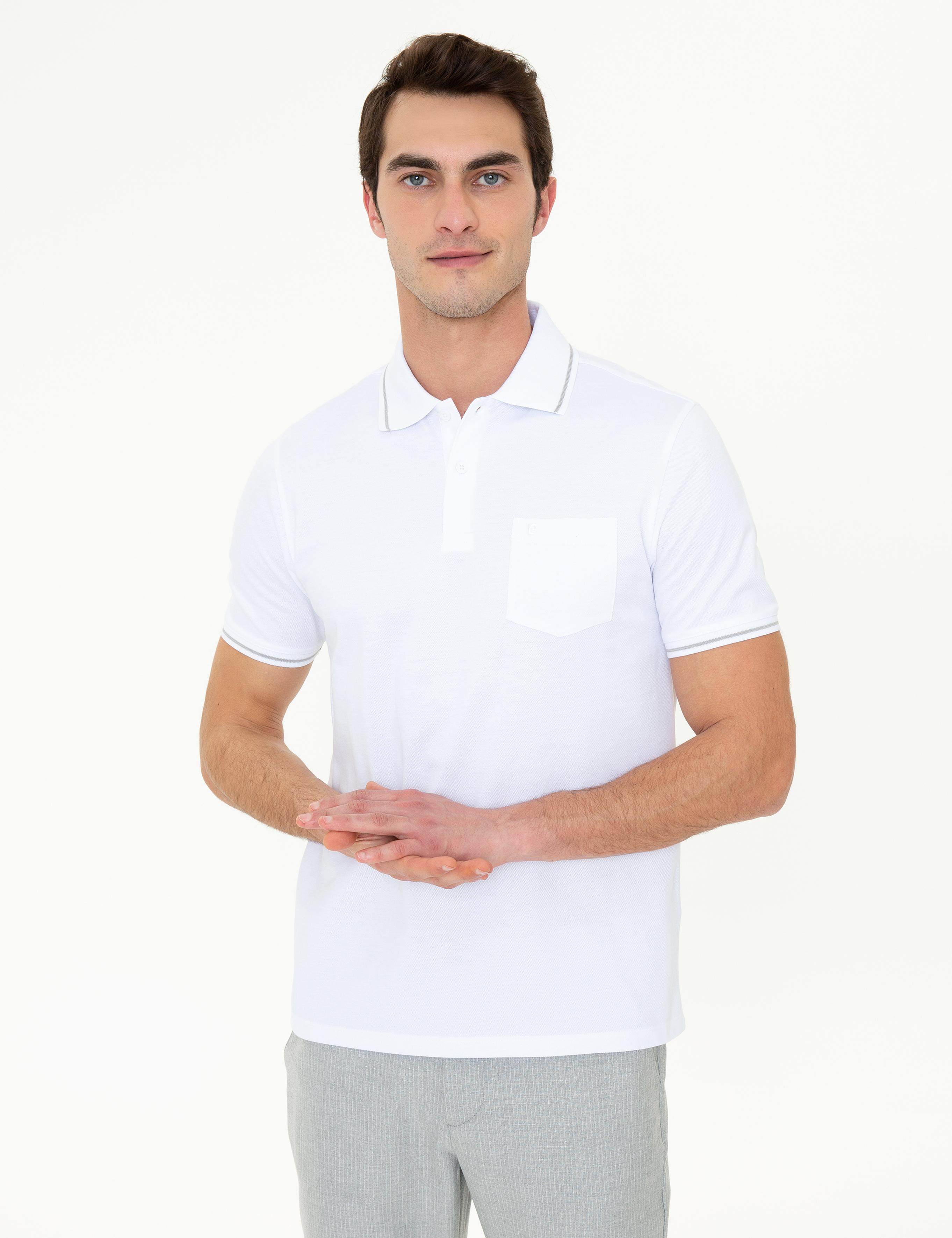 Beyaz Regular Fit Polo Yaka Basic Tişört