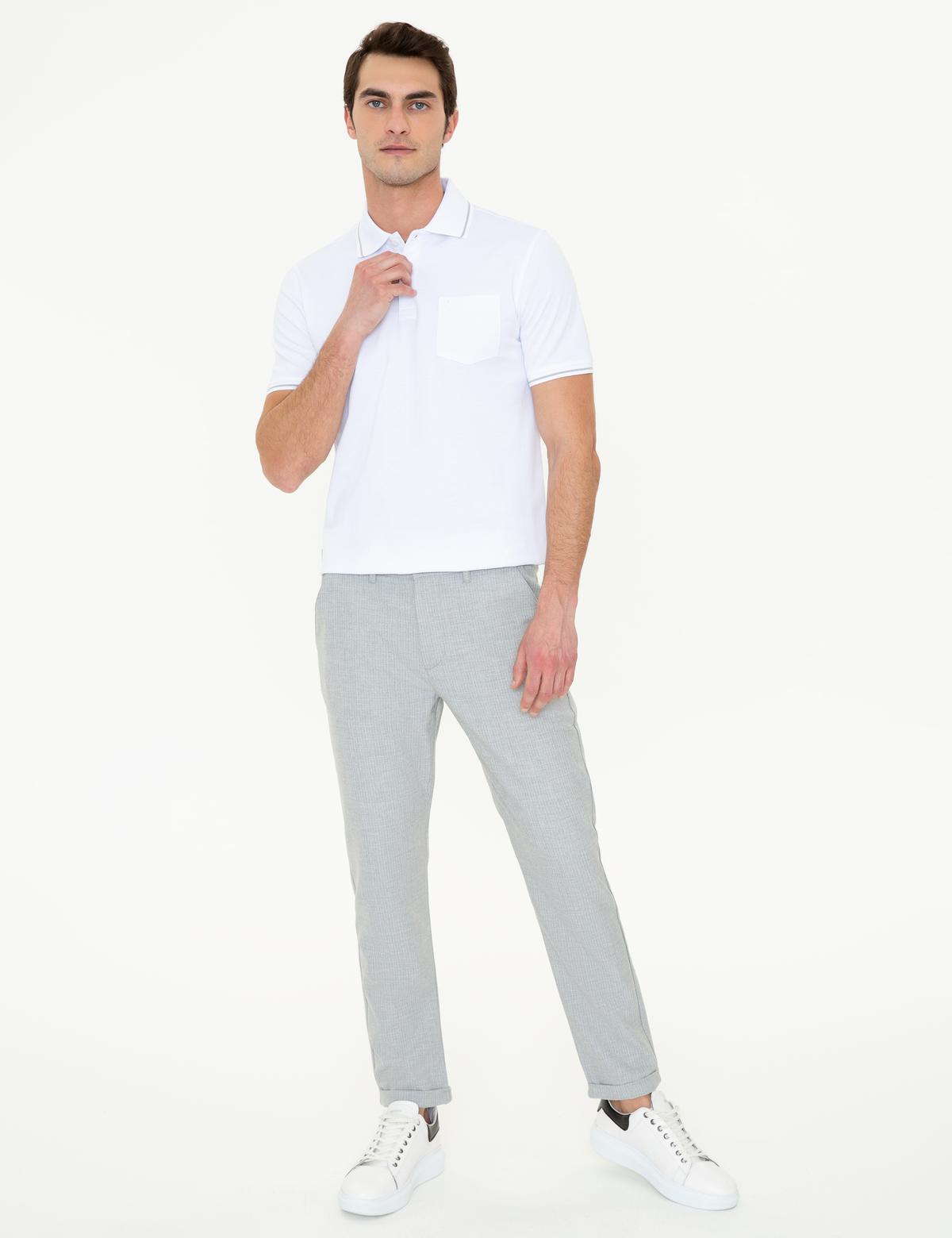 Beyaz Regular Fit Polo Yaka Basic Tişört - 50252470002