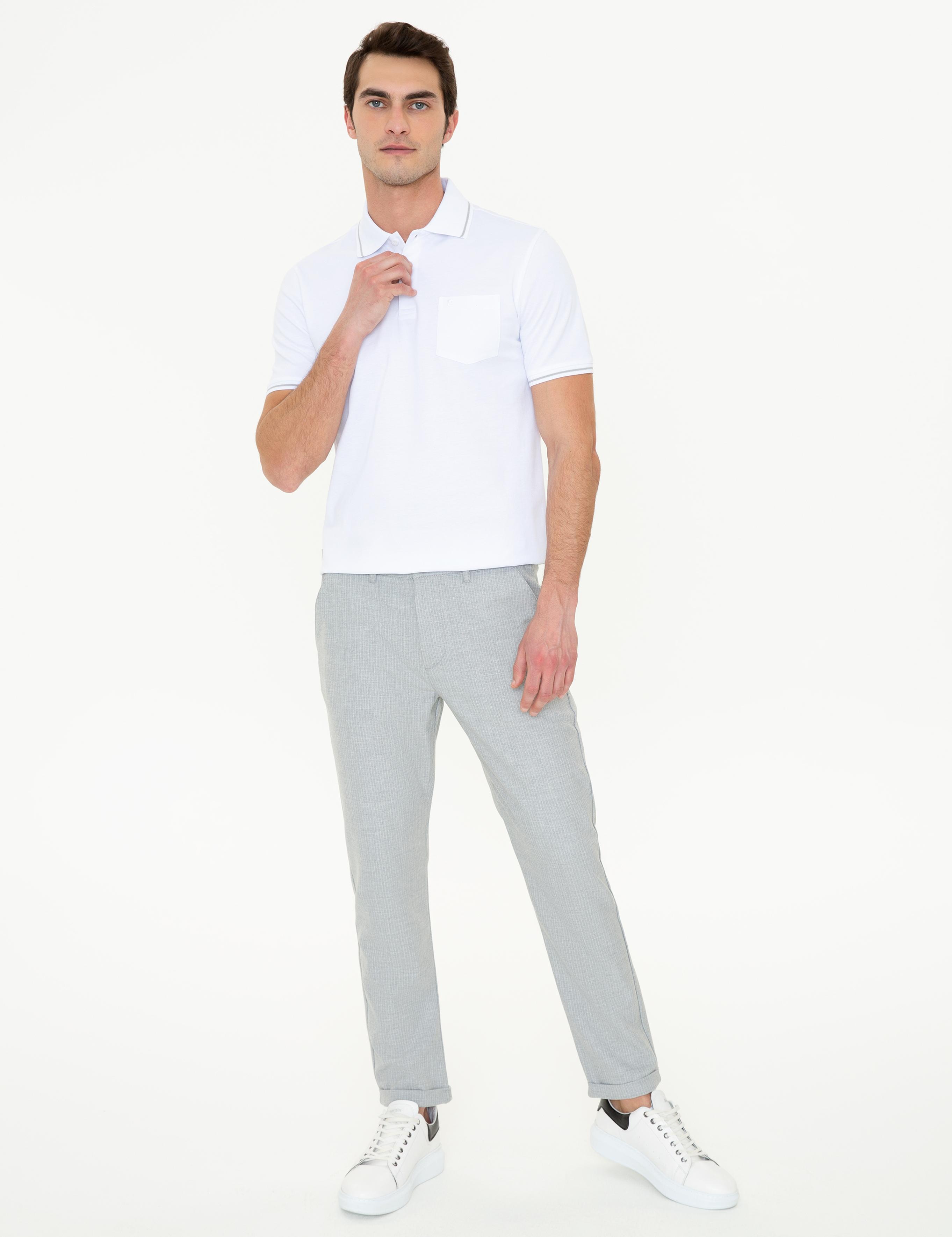 Beyaz Regular Fit Polo Yaka Basic Tişört