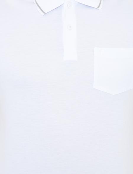 Beyaz Regular Fit Polo Yaka Basic Tişört - 50252470002