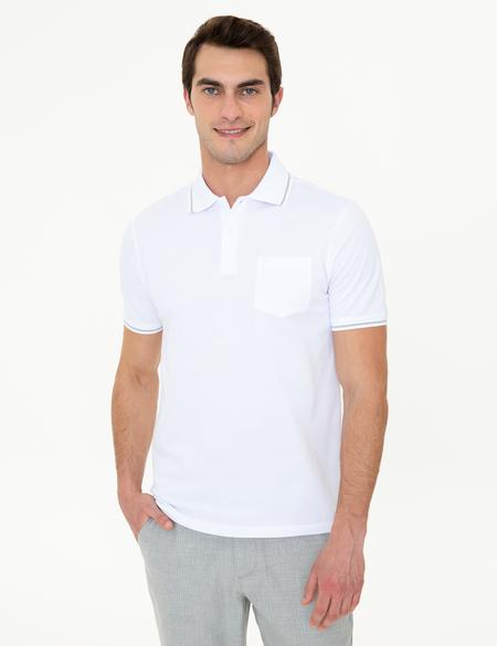 Beyaz Regular Fit Polo Yaka Basic Tişört - 50252470002
