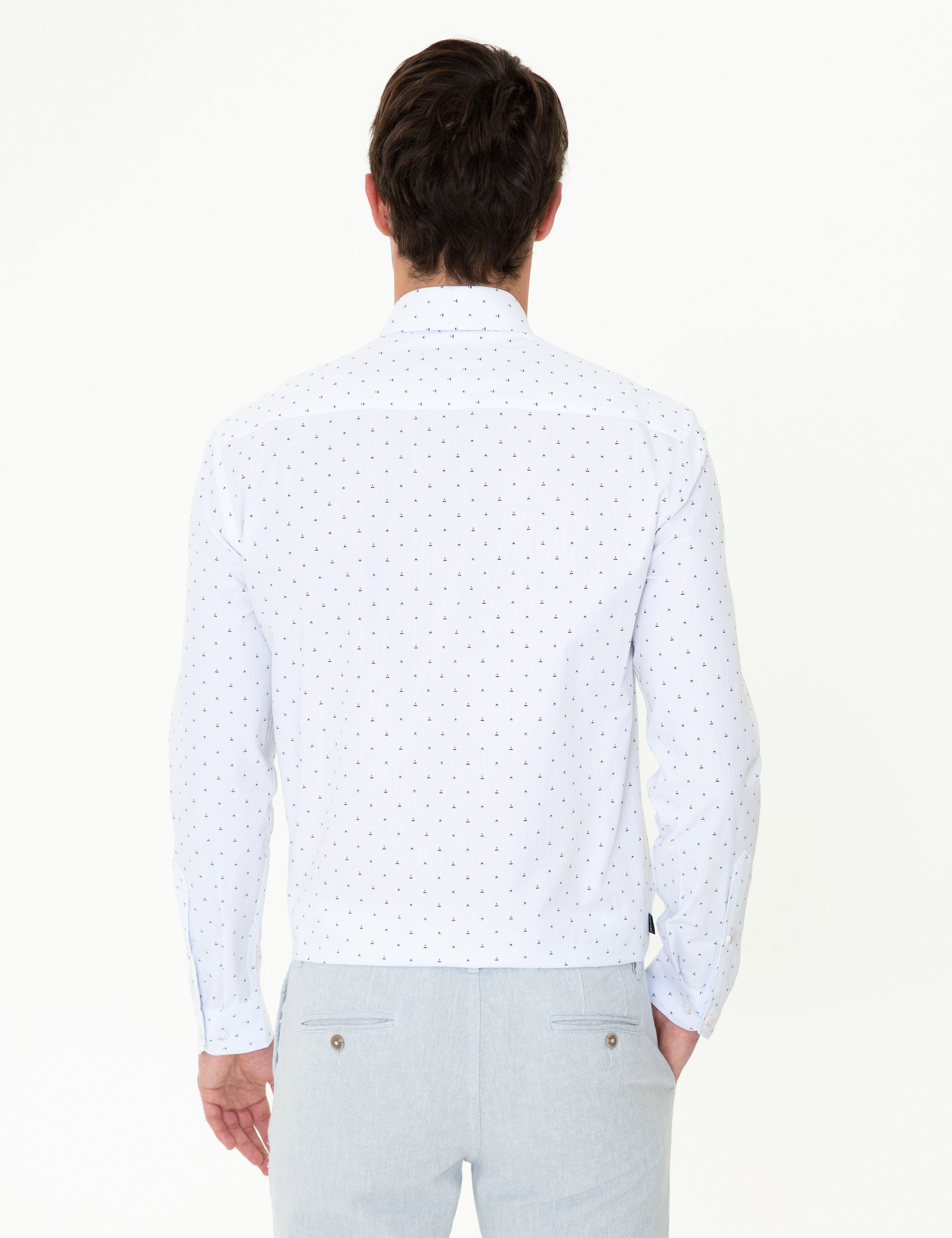 Lacivert Slim Fit Uzun Kollu Gömlek