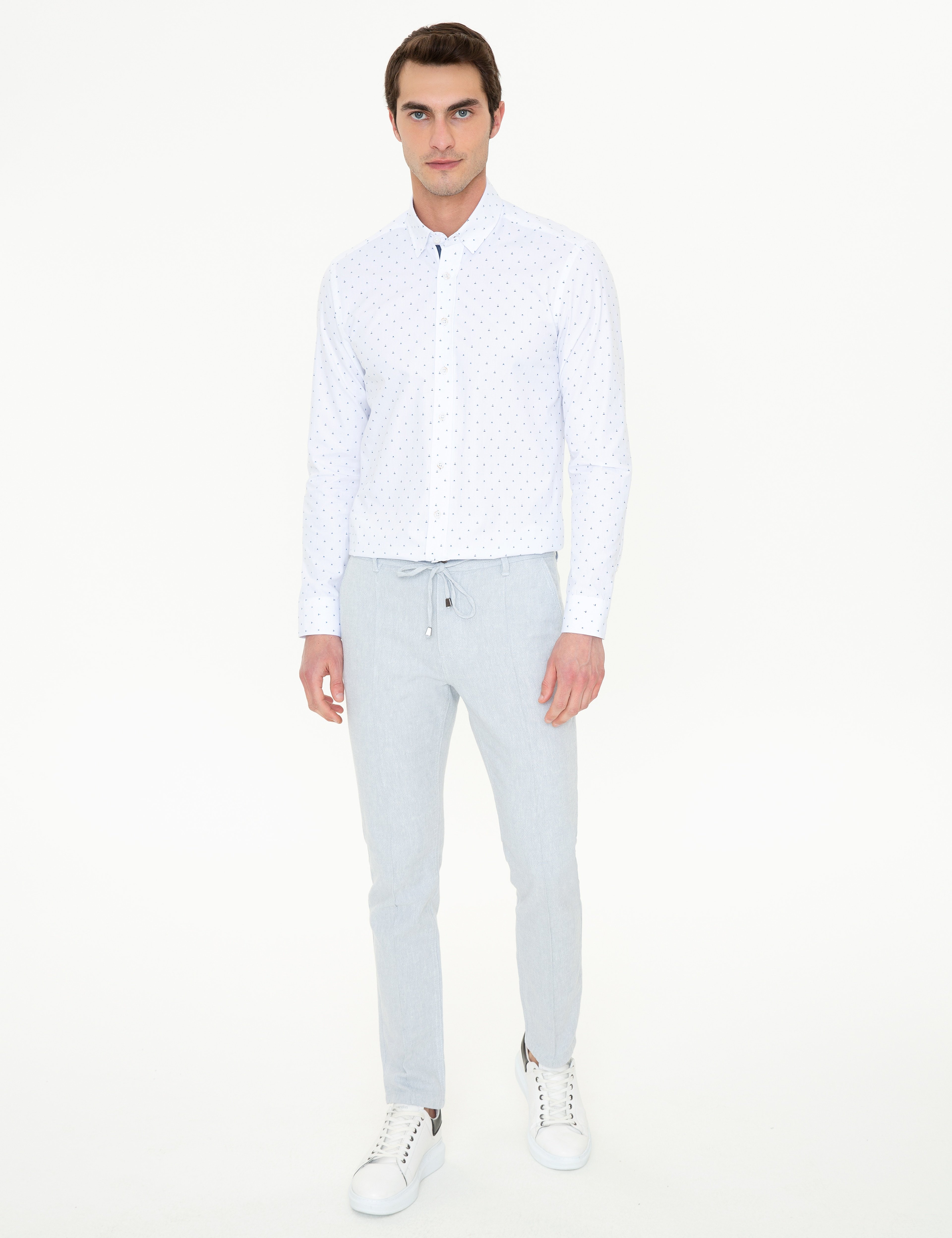 Lacivert Slim Fit Uzun Kollu Gömlek