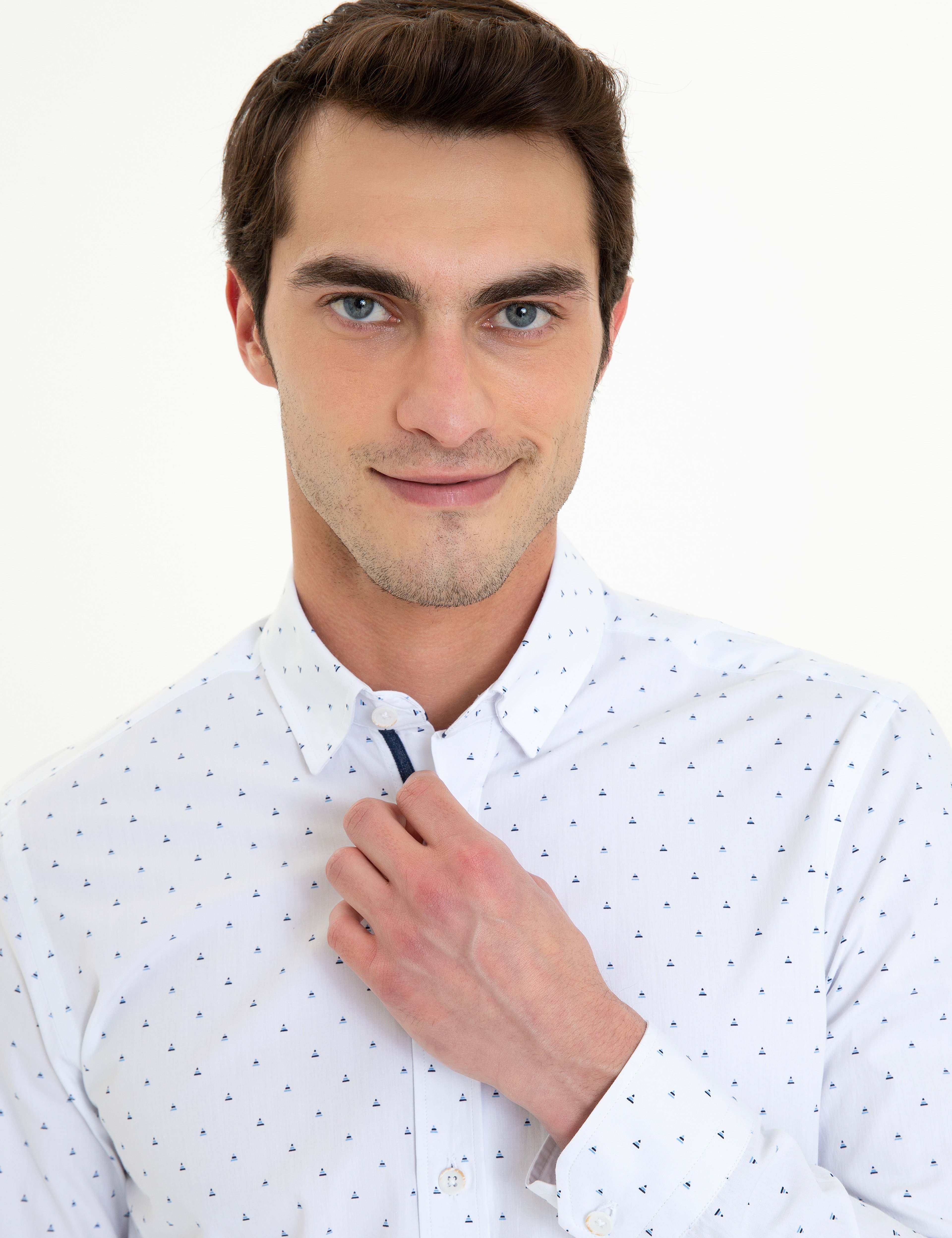 Lacivert Slim Fit Uzun Kollu Gömlek - Image 2