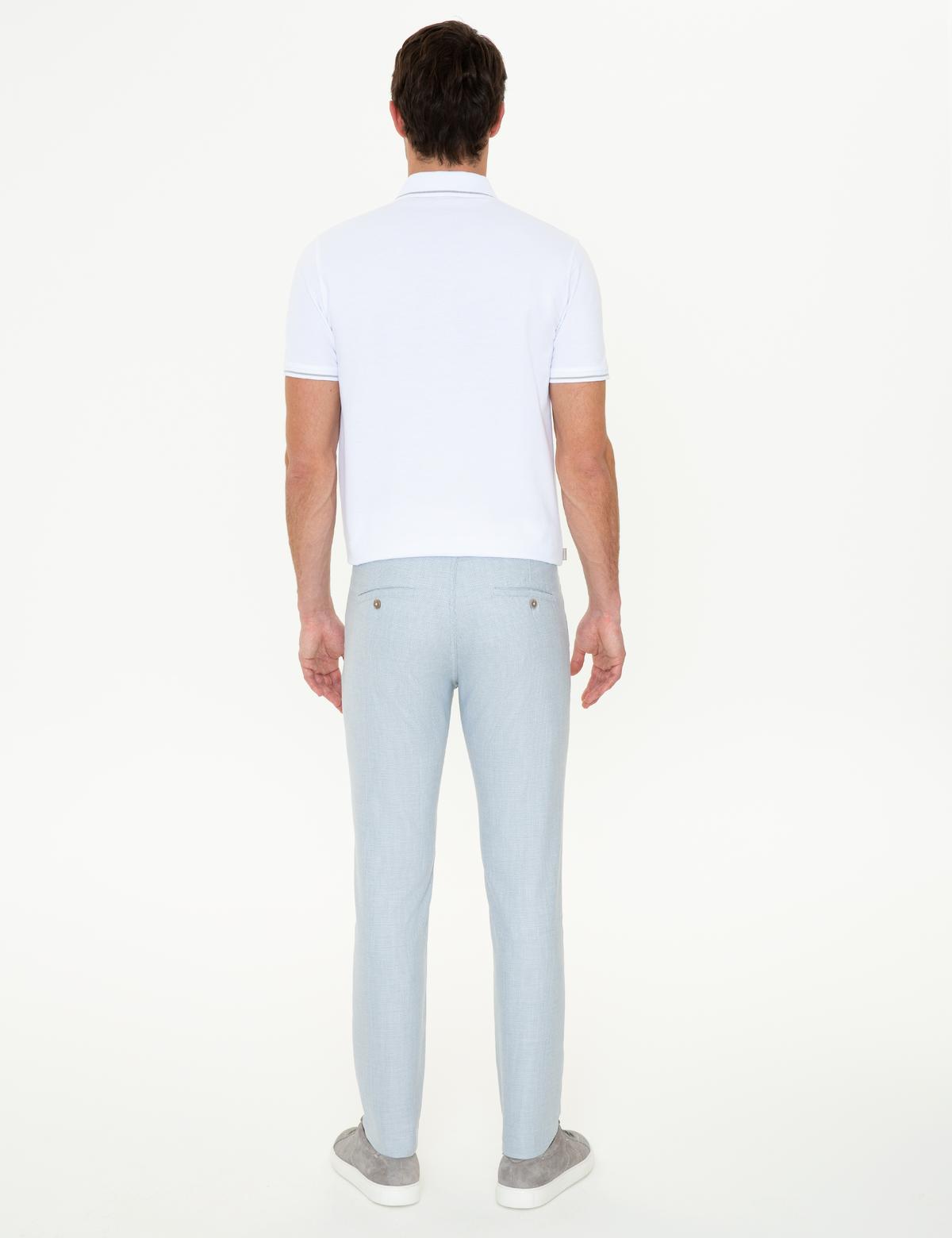 Açık Mavi Slim Fit Beli Lastikli Kanvas Pantolon - 50251513039