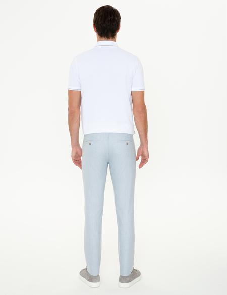 Açık Mavi Slim Fit Beli Lastikli Kanvas Pantolon - 50251513039