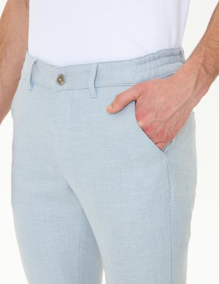 Açık Mavi Slim Fit Beli Lastikli Kanvas Pantolon - 50251513039