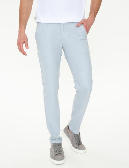 Açık Mavi Slim Fit Beli Lastikli Kanvas Pantolon - 50251513039