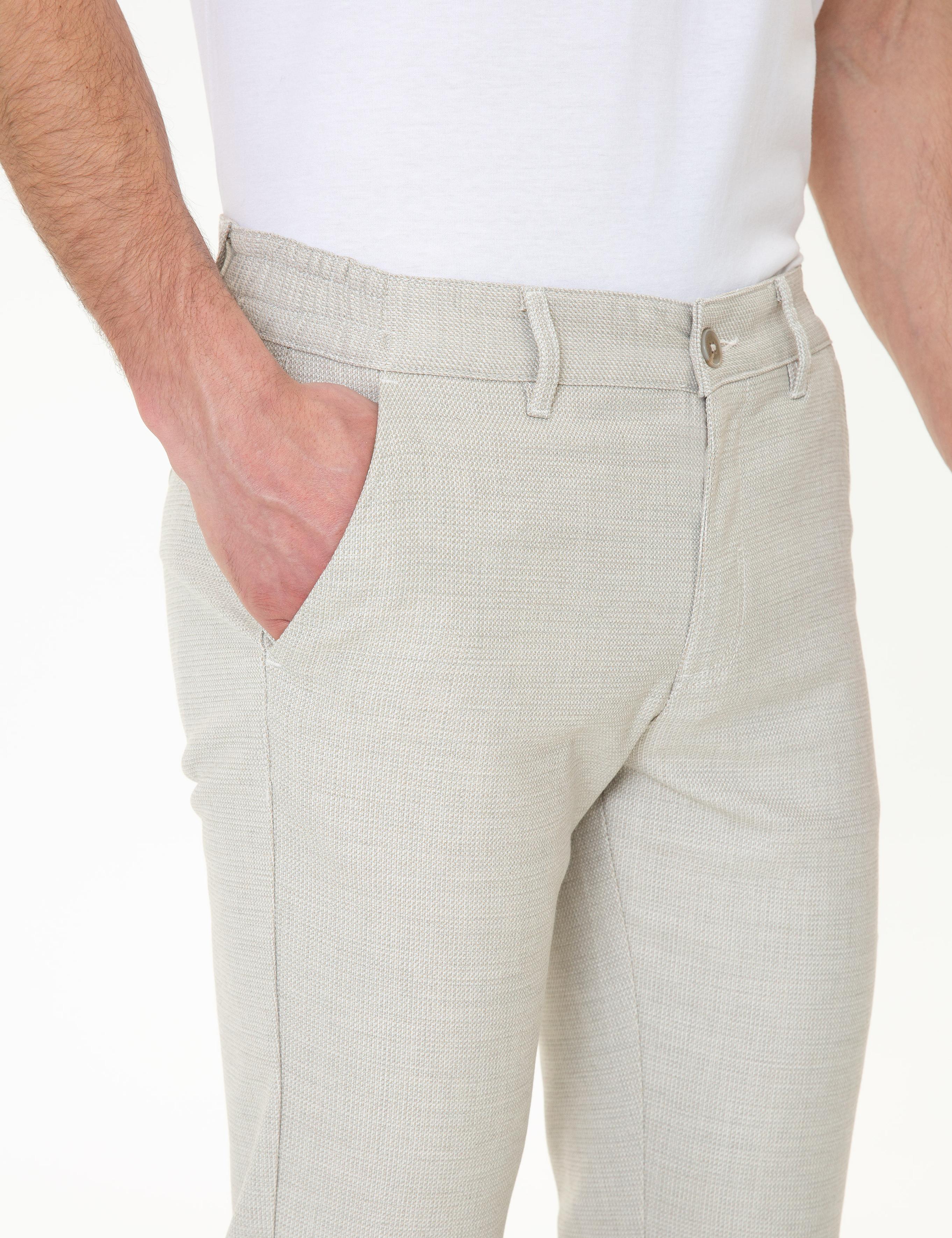 Vizon Slim Fit Beli Lastikli Kanvas Pantolon