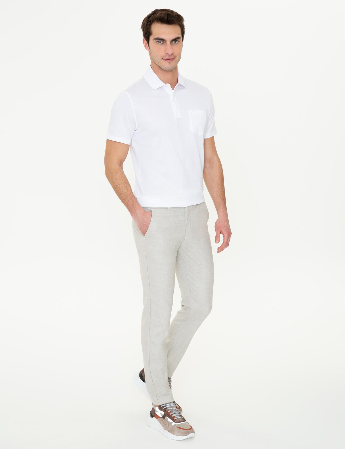 Vizon Slim Fit Beli Lastikli Kanvas Pantolon