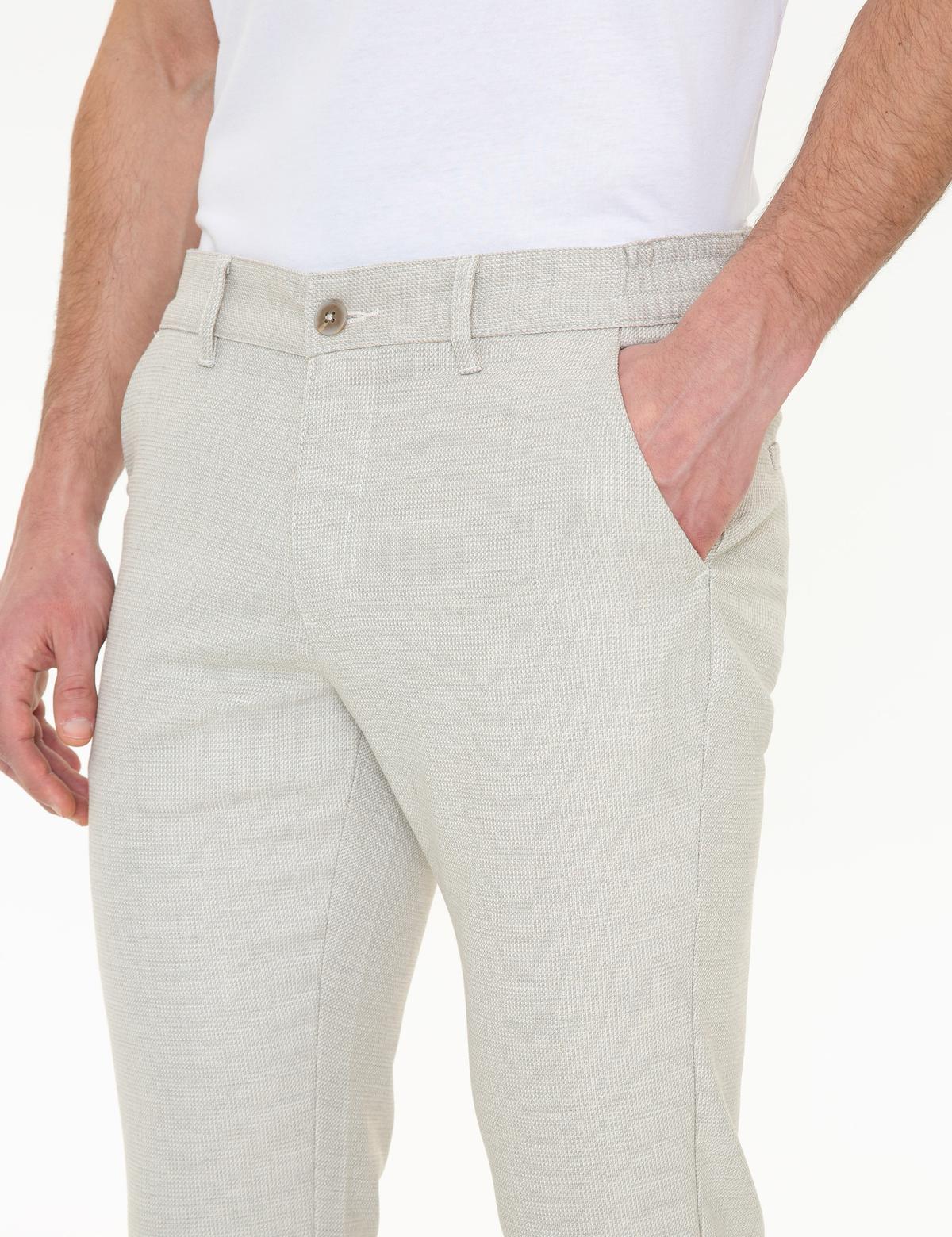 Vizon Slim Fit Beli Lastikli Kanvas Pantolon - 50251513079