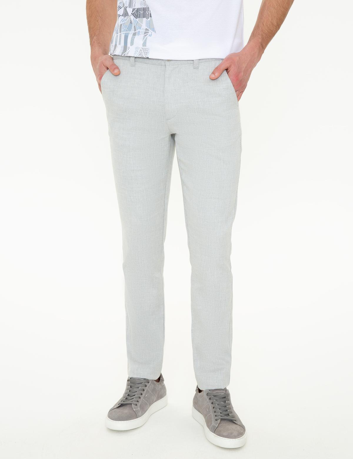 Gri Slim Fit Kanvas Pantolon - 50246537091