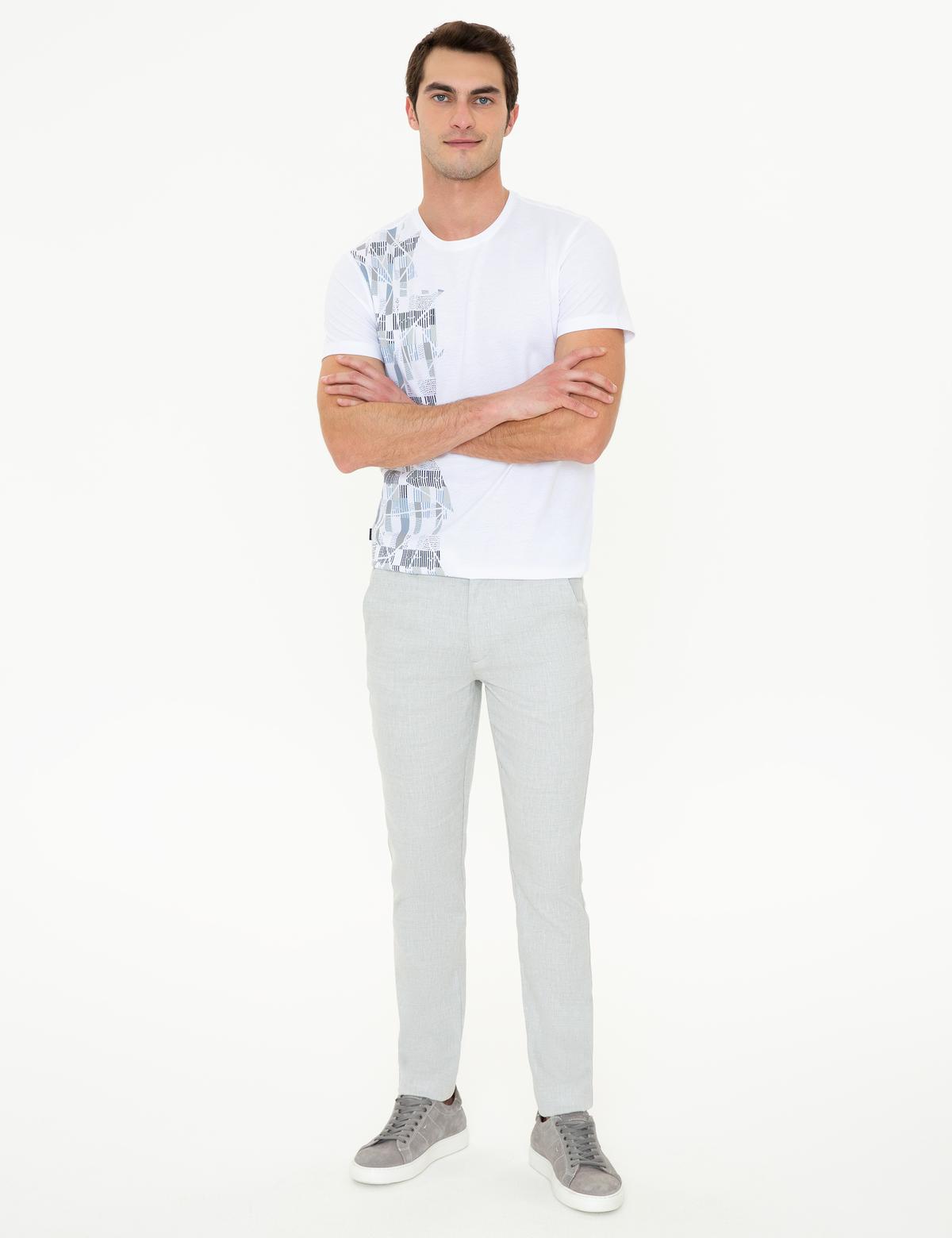 Gri Slim Fit Kanvas Pantolon