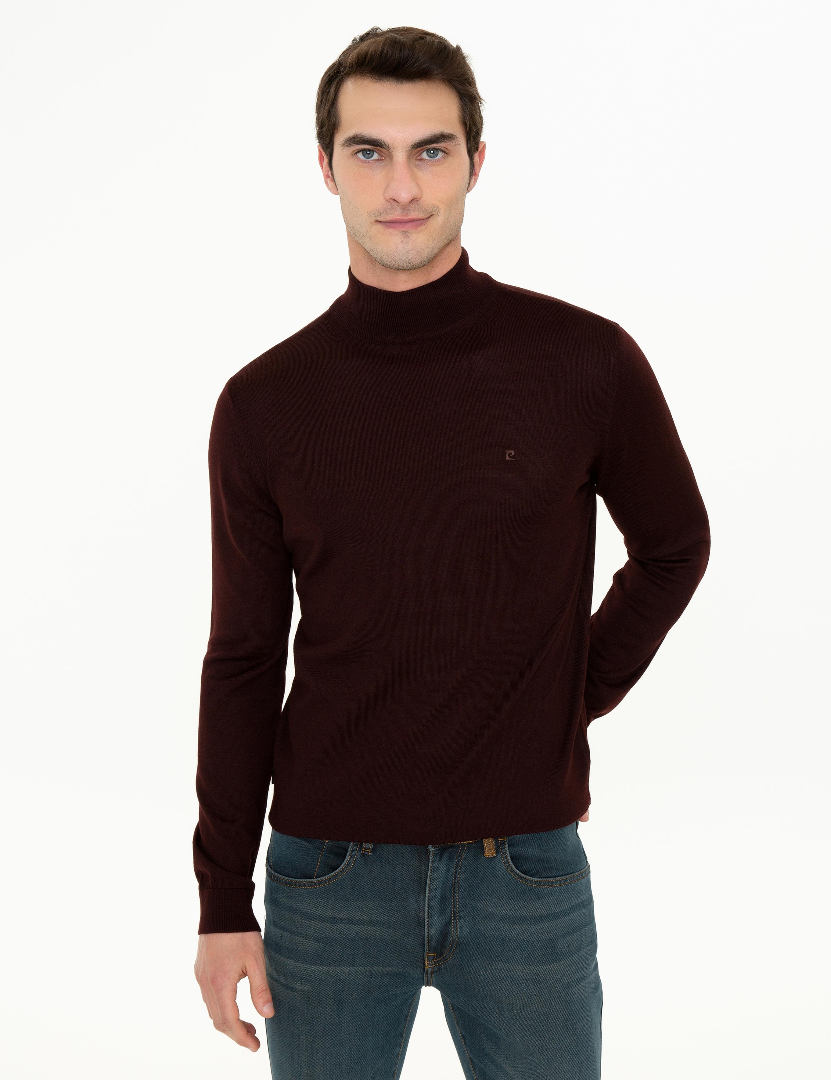 Bordo Regular Yarım Balıkçı Basic Triko Kazak