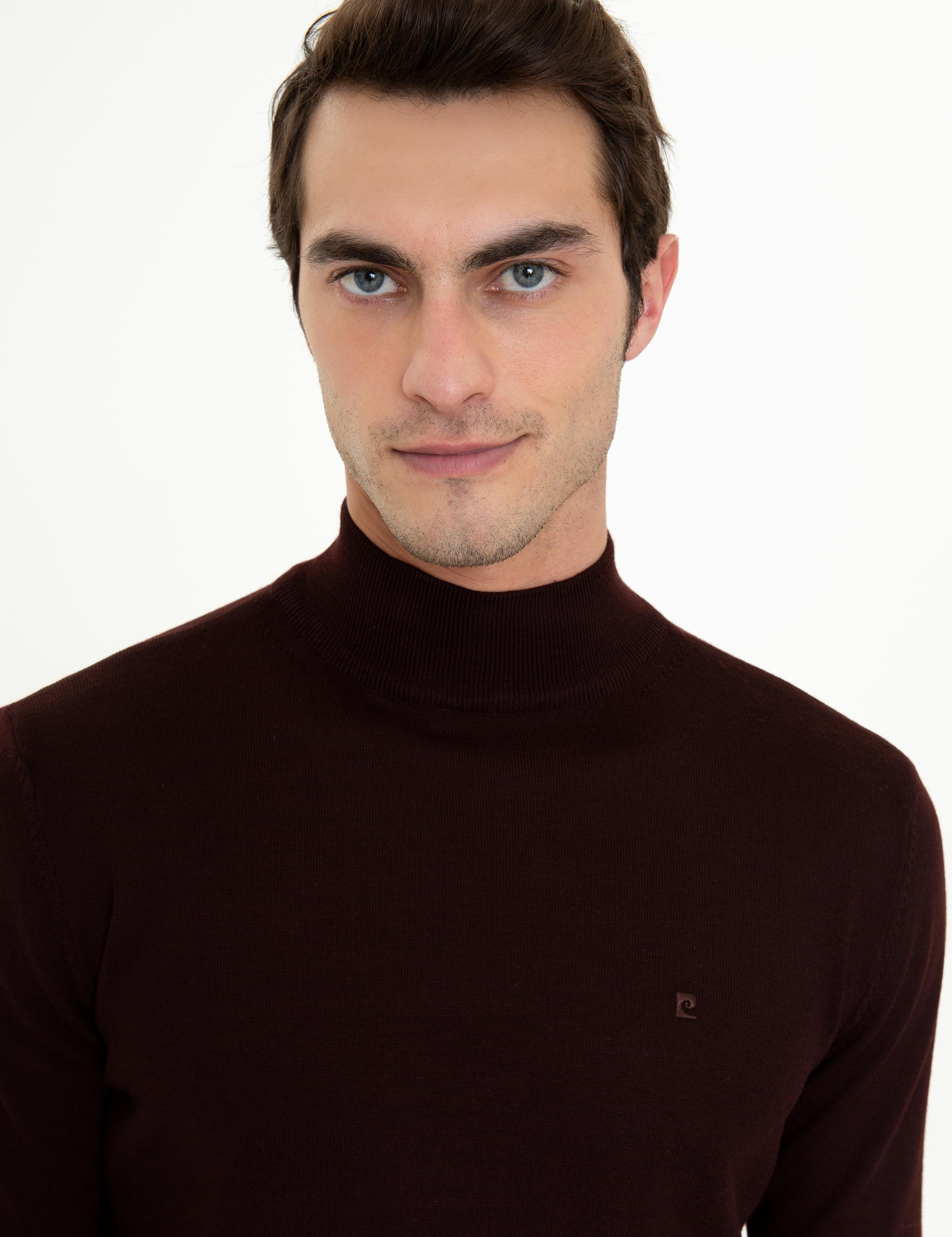 Bordo Regular Yarım Balıkçı Basic Triko Kazak