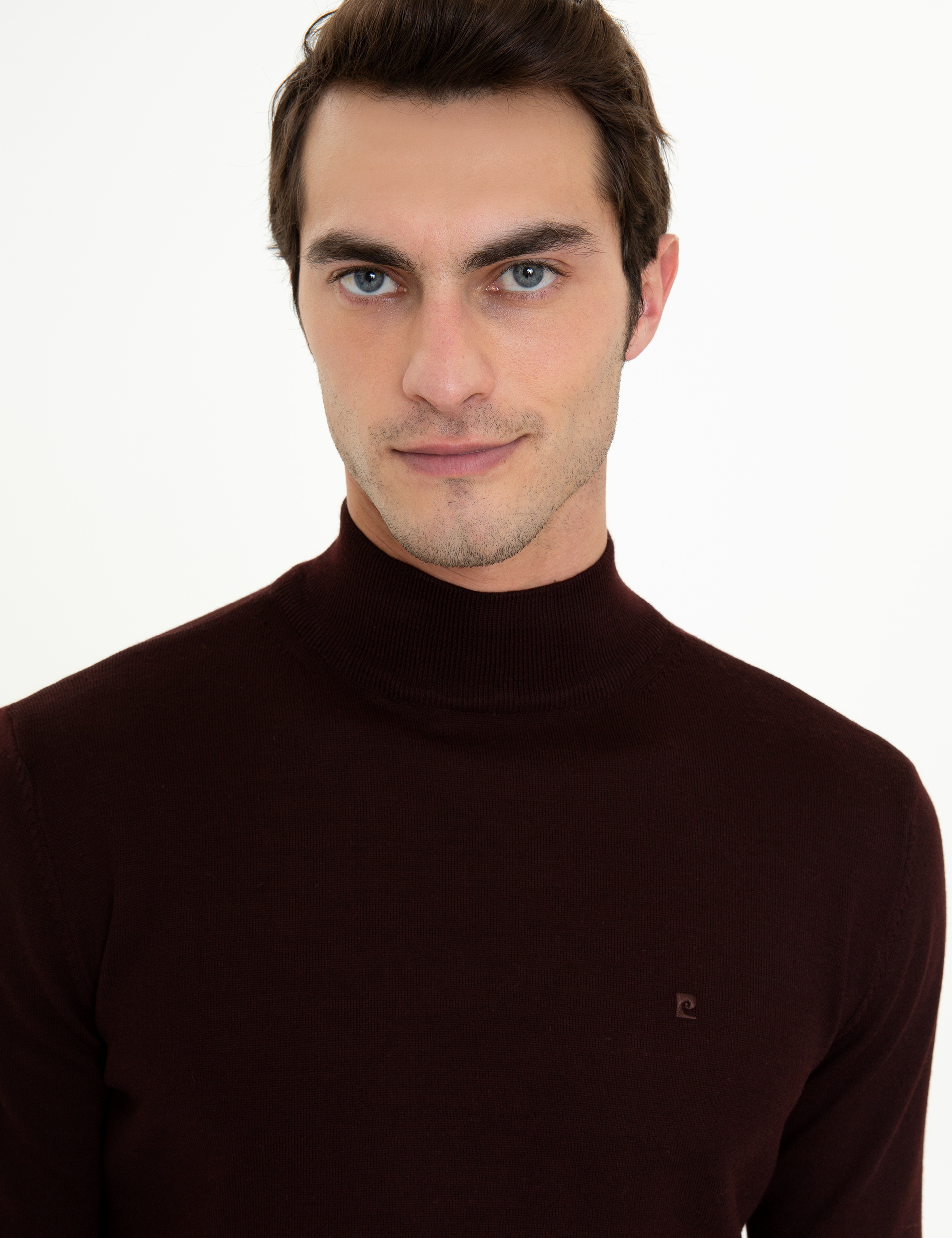 Bordo Regular Yarım Balıkçı Basic Triko Kazak - Image 2