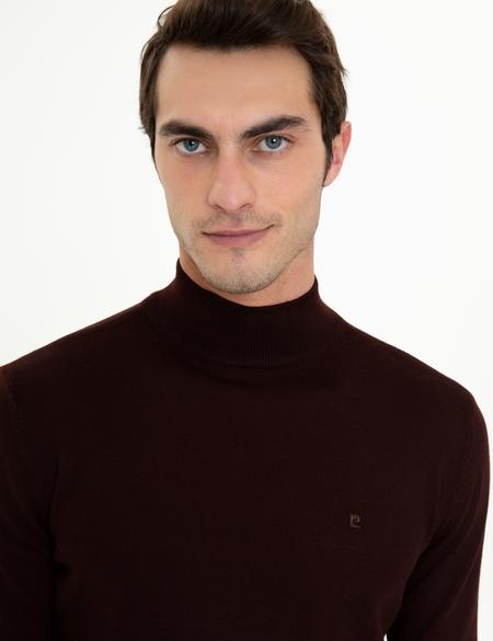 Bordo Regular Yarım Balıkçı Basic Triko Kazak - 50236754031