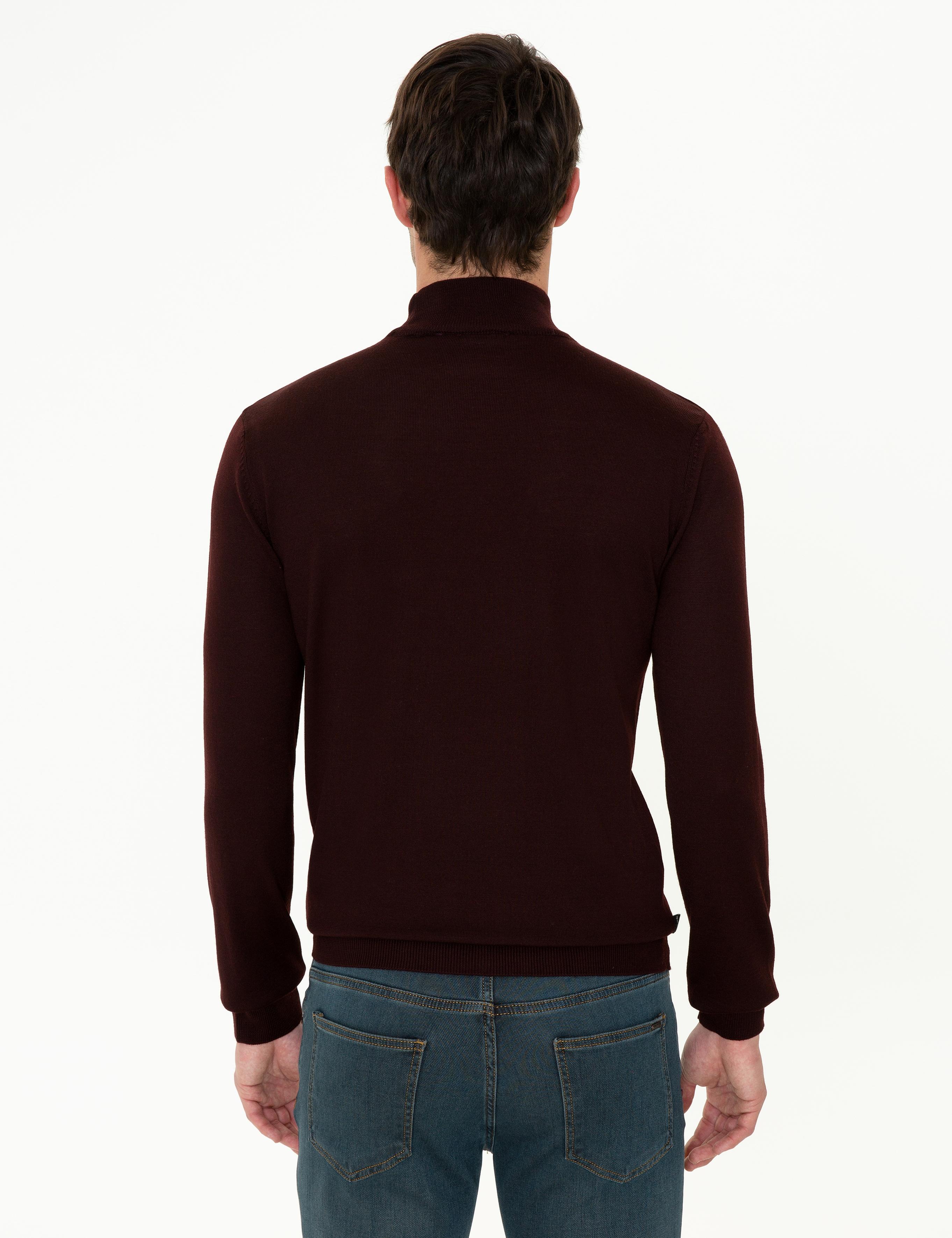 Bordo Regular Yarım Balıkçı Basic Triko Kazak