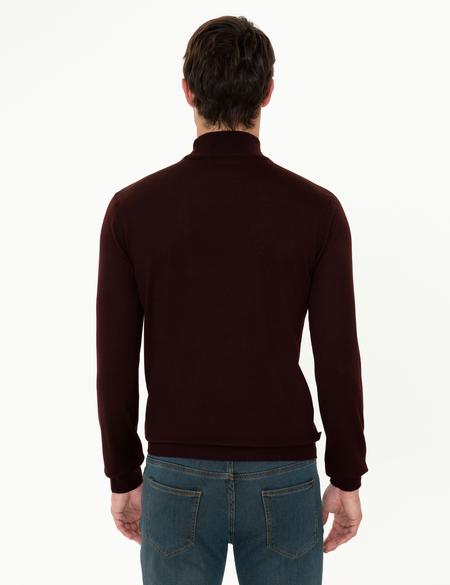 Bordo Regular Yarım Balıkçı Basic Triko Kazak - 50236754031