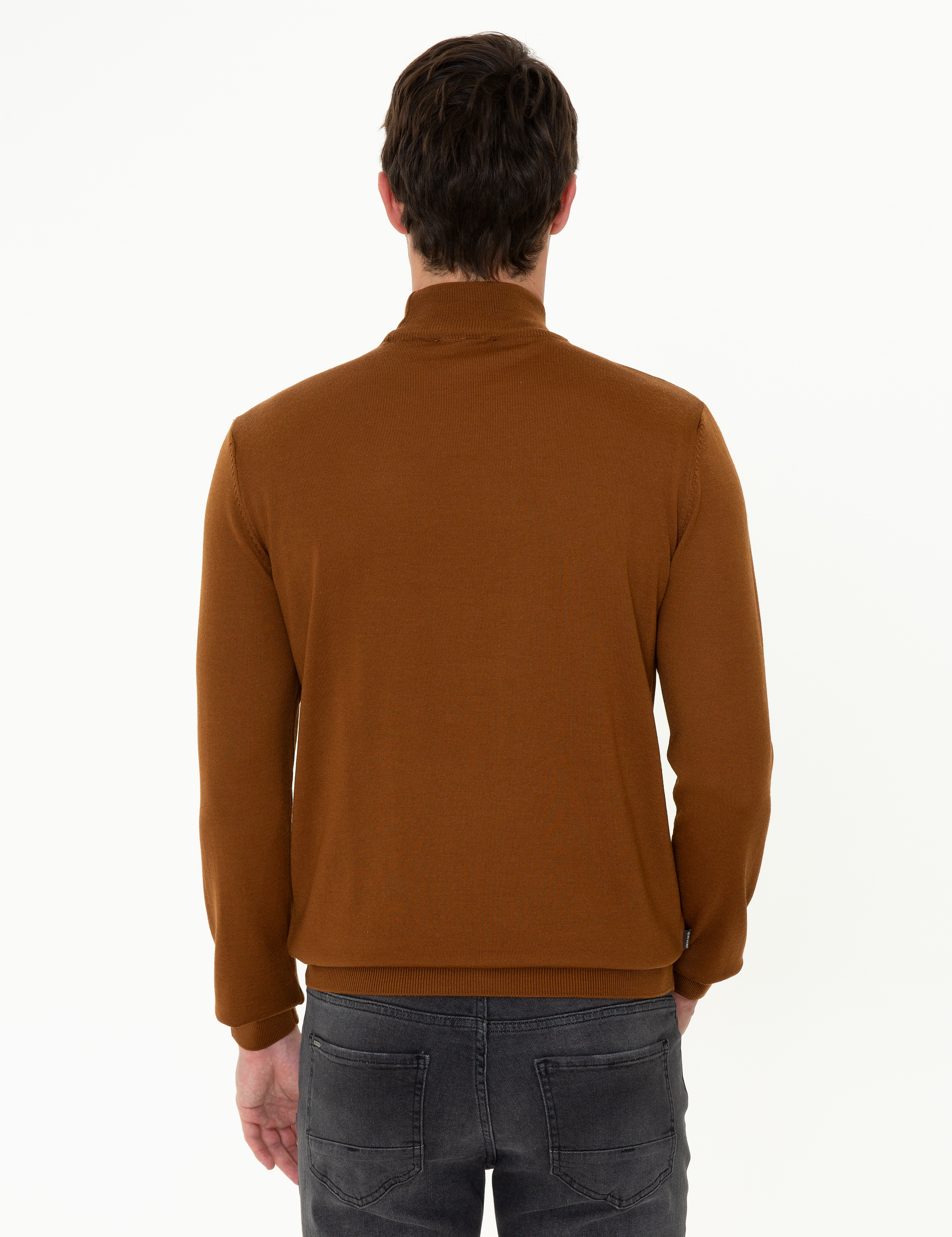 Pierre Cardin Taba Regular Fit Yarım Balıkçı Yaka Yün Karışımlı Basic Triko Kazak görsel 4